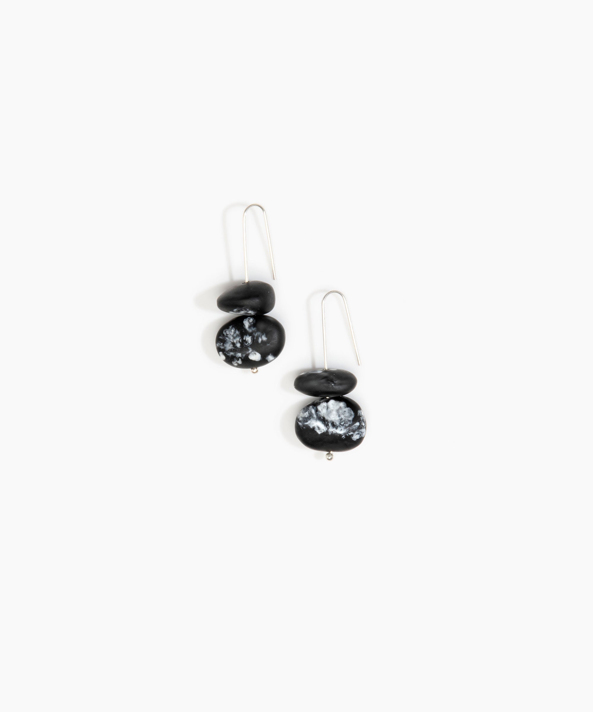 Dinosaur Designs Temple Earth Wire Earrings Earrings in Black Marble color resin with 925 Sterling Silver Material