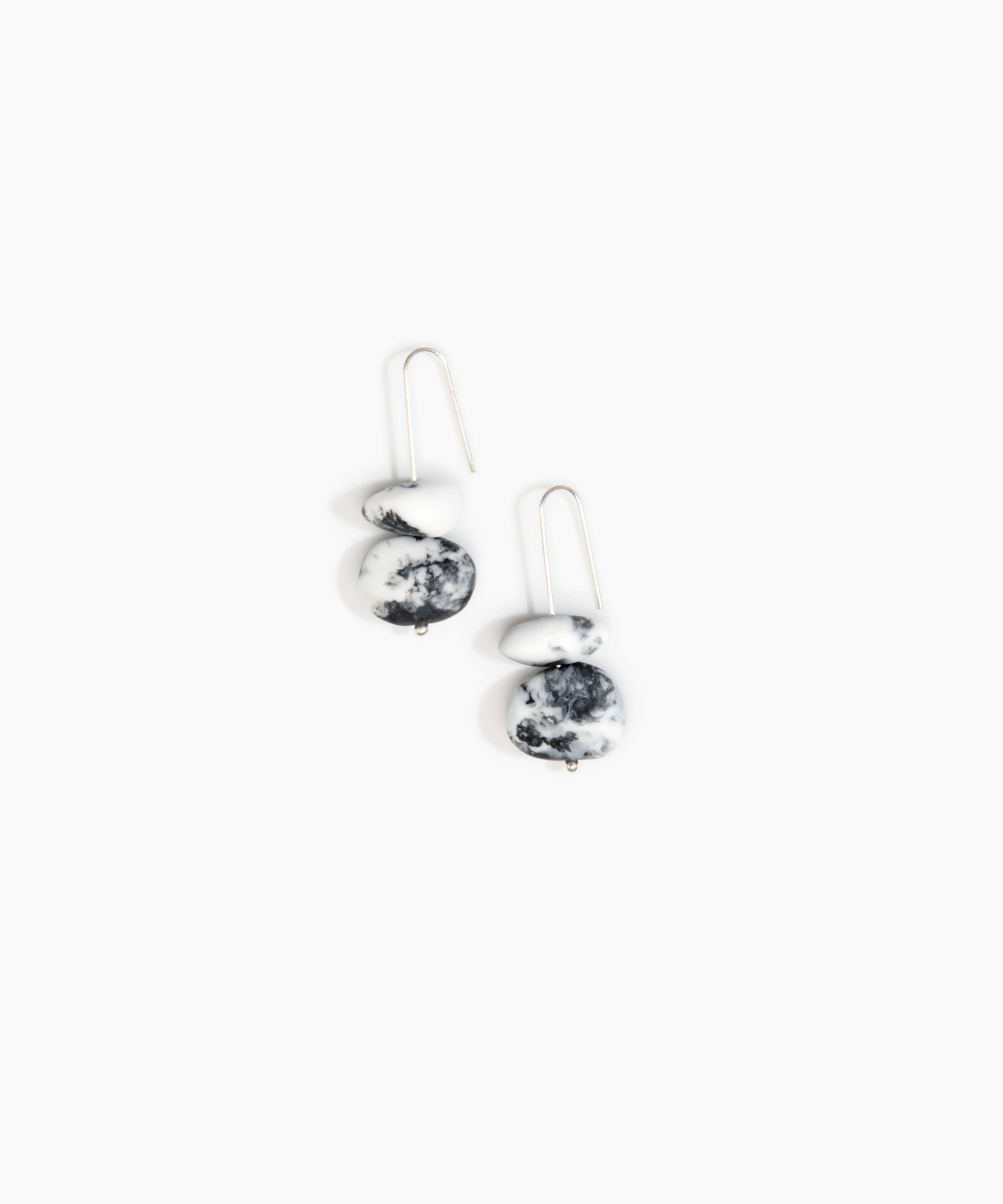 Dinosaur Designs Temple Earth Wire Earrings Earrings in White Marble color resin with 925 Sterling Silver Material