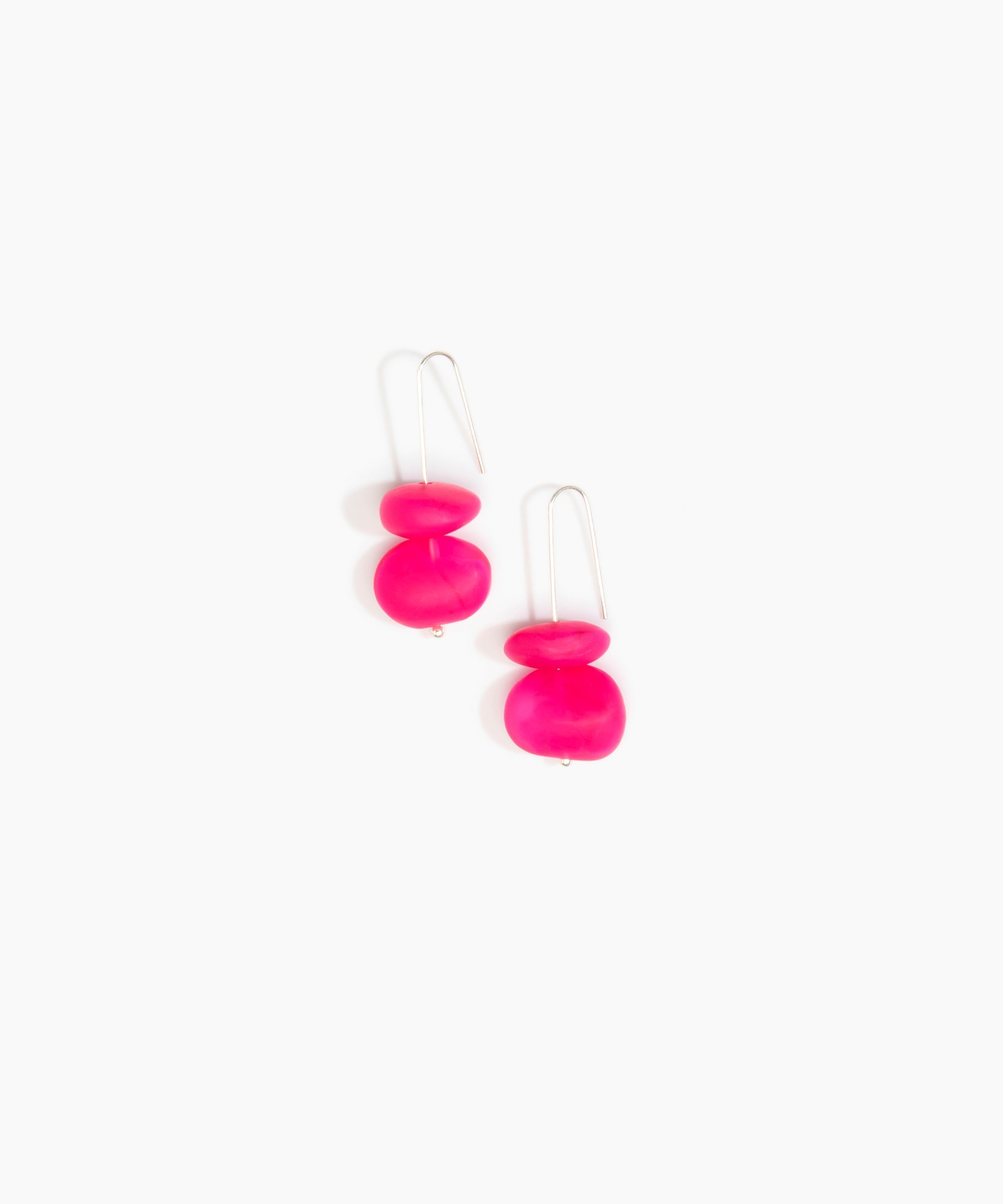 Dinosaur Designs Temple Earth Wire Earrings Earrings in Flamingo color resin with 925 Sterling Silver Material