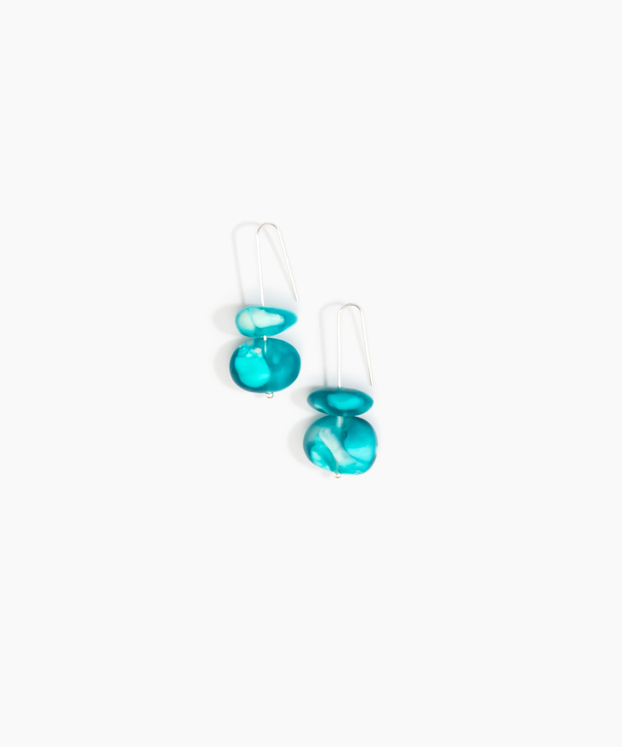 Dinosaur Designs Temple Earth Wire Earrings Earrings in Lagoon color resin with 925 Sterling Silver Material