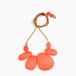 Dinosaur Designs Riverstone Choker Necklaces in Lychee color resin with Brass Bead on Tan Leather Material