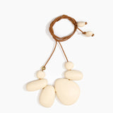 Dinosaur Designs Riverstone Choker Necklaces in Cream color resin with Brass Bead on Tan Leather Material