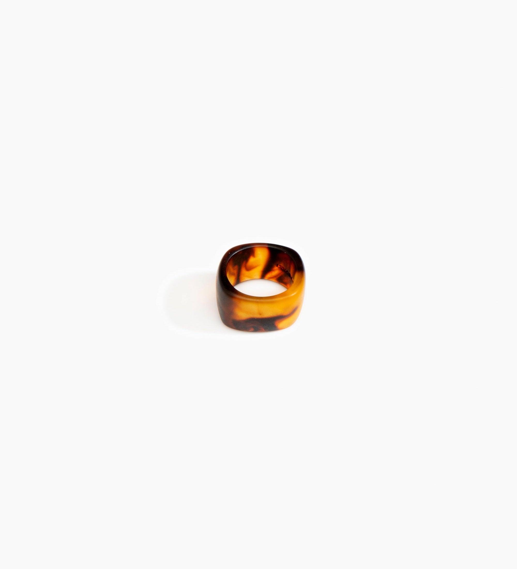 Dinosaur Designs Cube Ring Rings in Tortoise color resin with Wide Fit