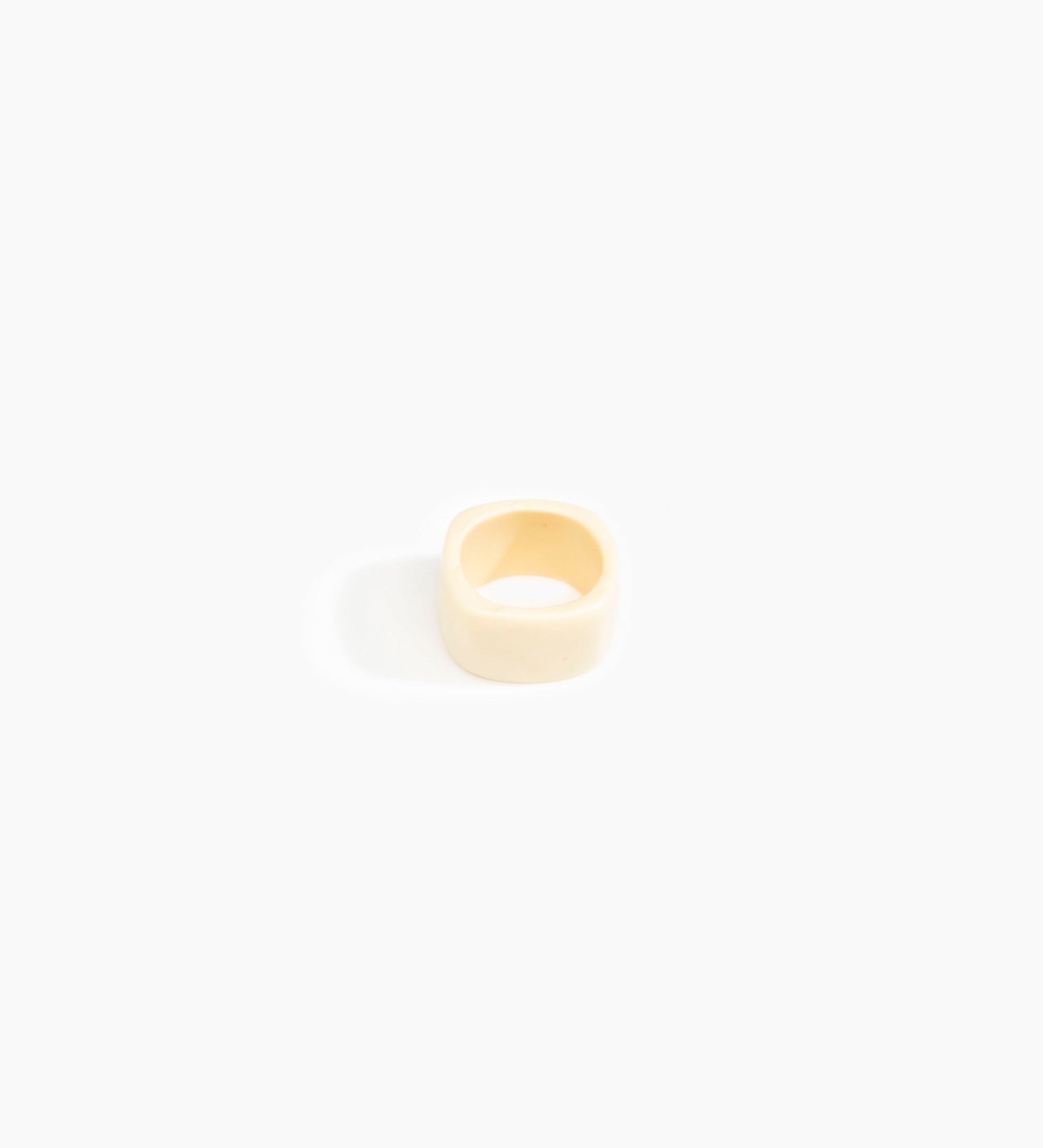 Dinosaur Designs Cube Ring Rings in Cream color resin with Wide Fit