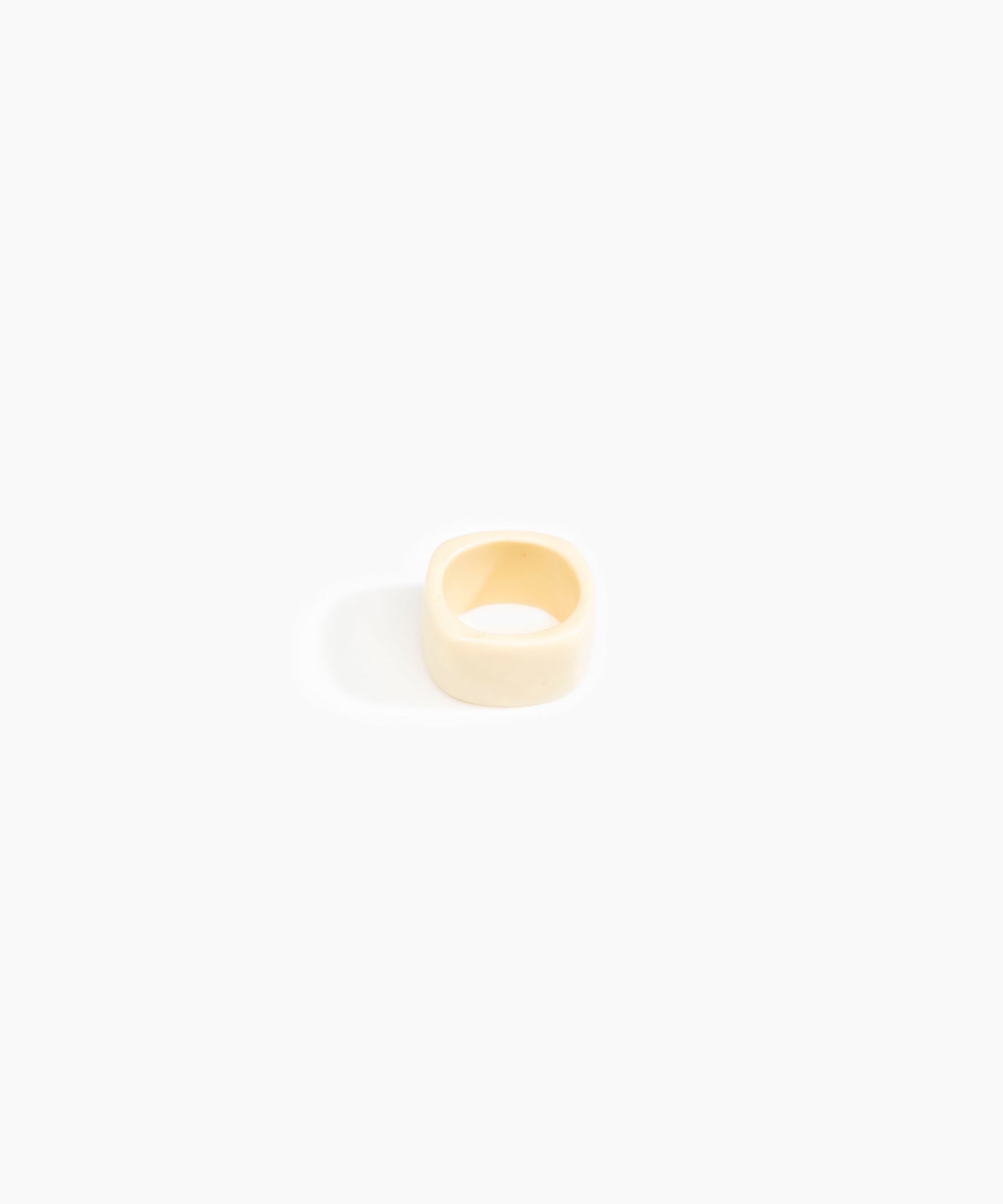 Dinosaur Designs Cube Ring Rings in Cream Colour resin with Wide Fit