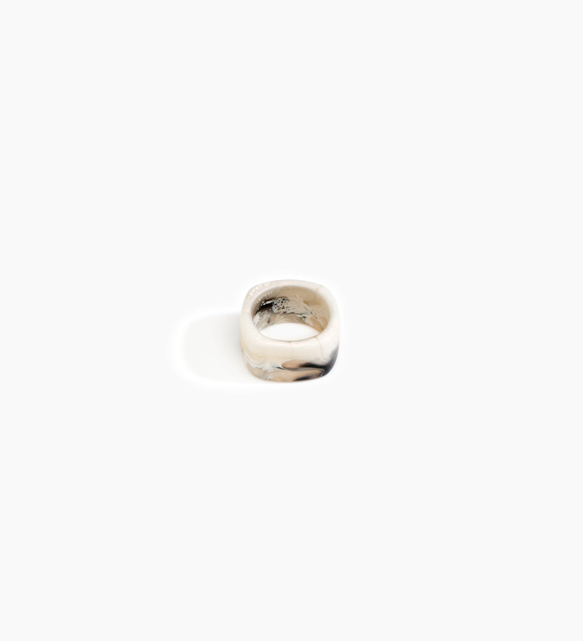 Dinosaur Designs Cube Ring Rings in Sandy Pearl color resin with Wide Fit