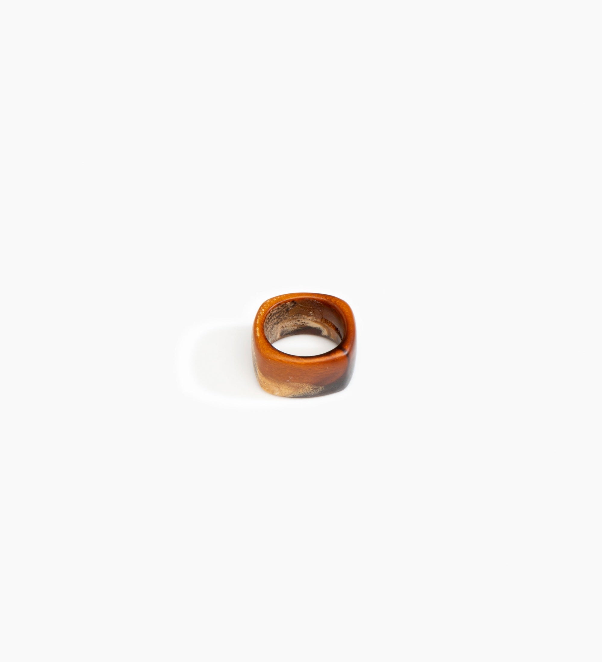 Dinosaur Designs Cube Ring Rings in Dark Horn color resin with Wide Fit