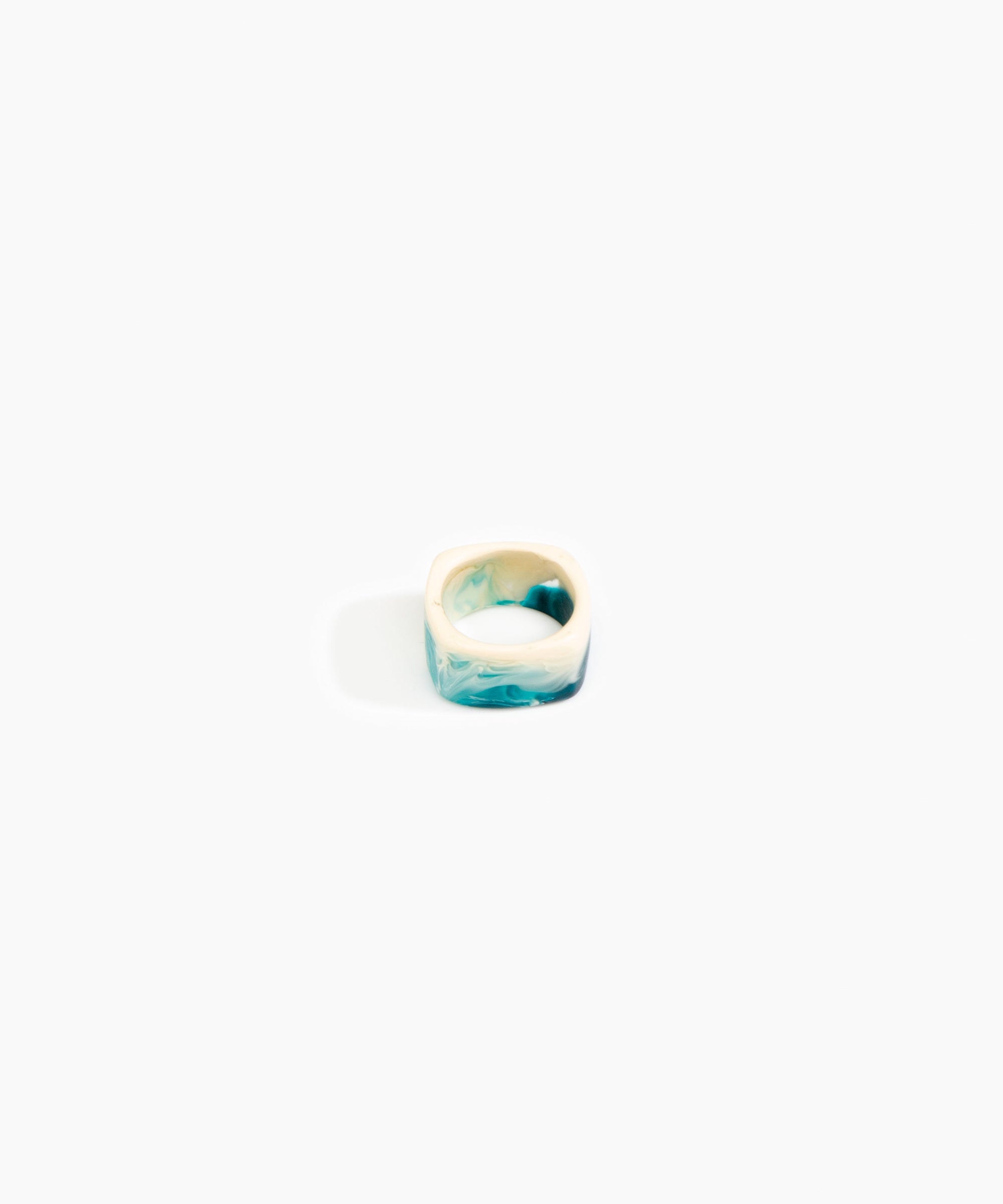 Dinosaur Designs Cube Ring Rings in Lagoon Colour resin with Wide Fit