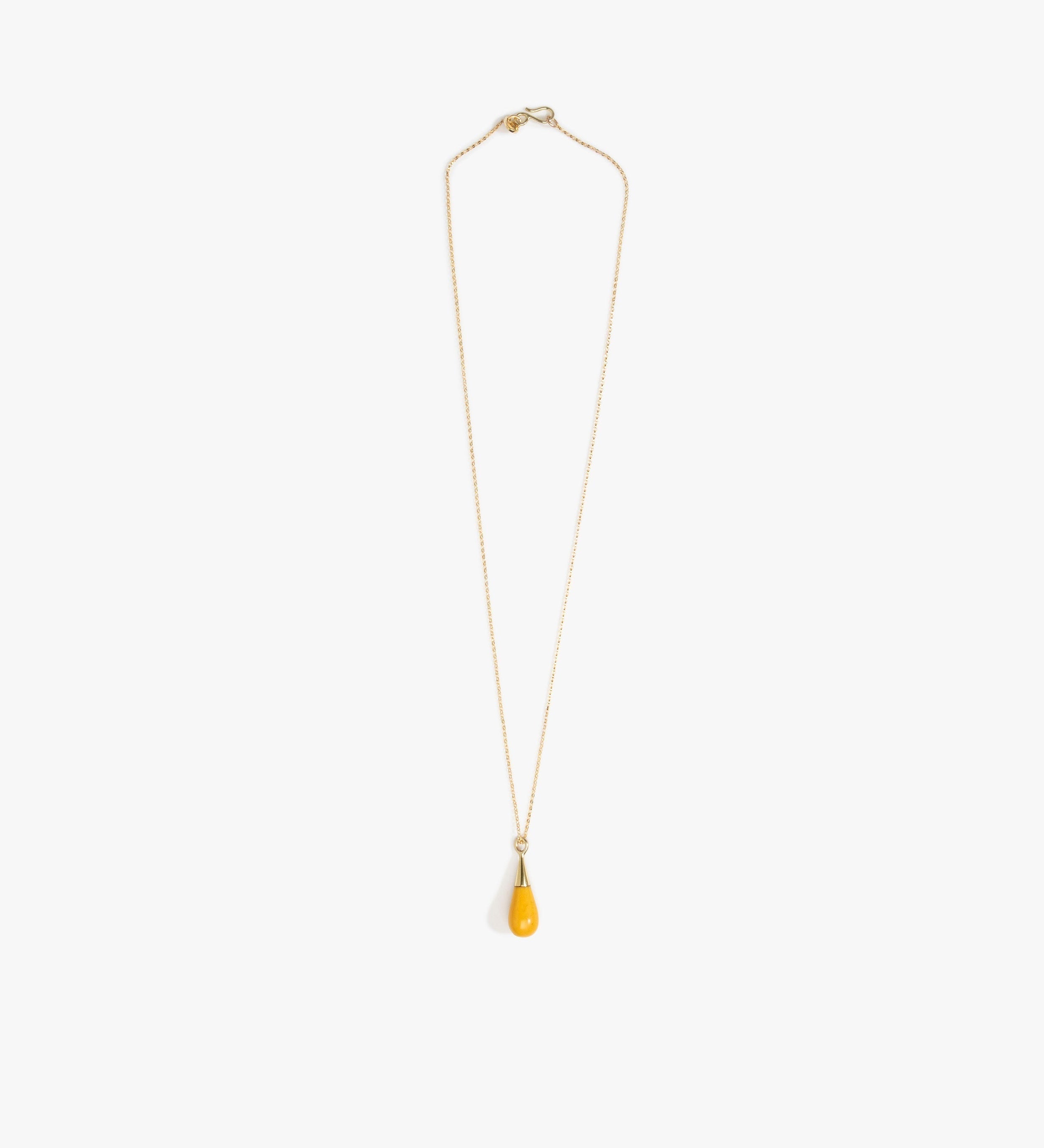 Dinosaur Designs Dew Drop Pendant Necklaces in Honeycomb color resin with Gold-Filled Material