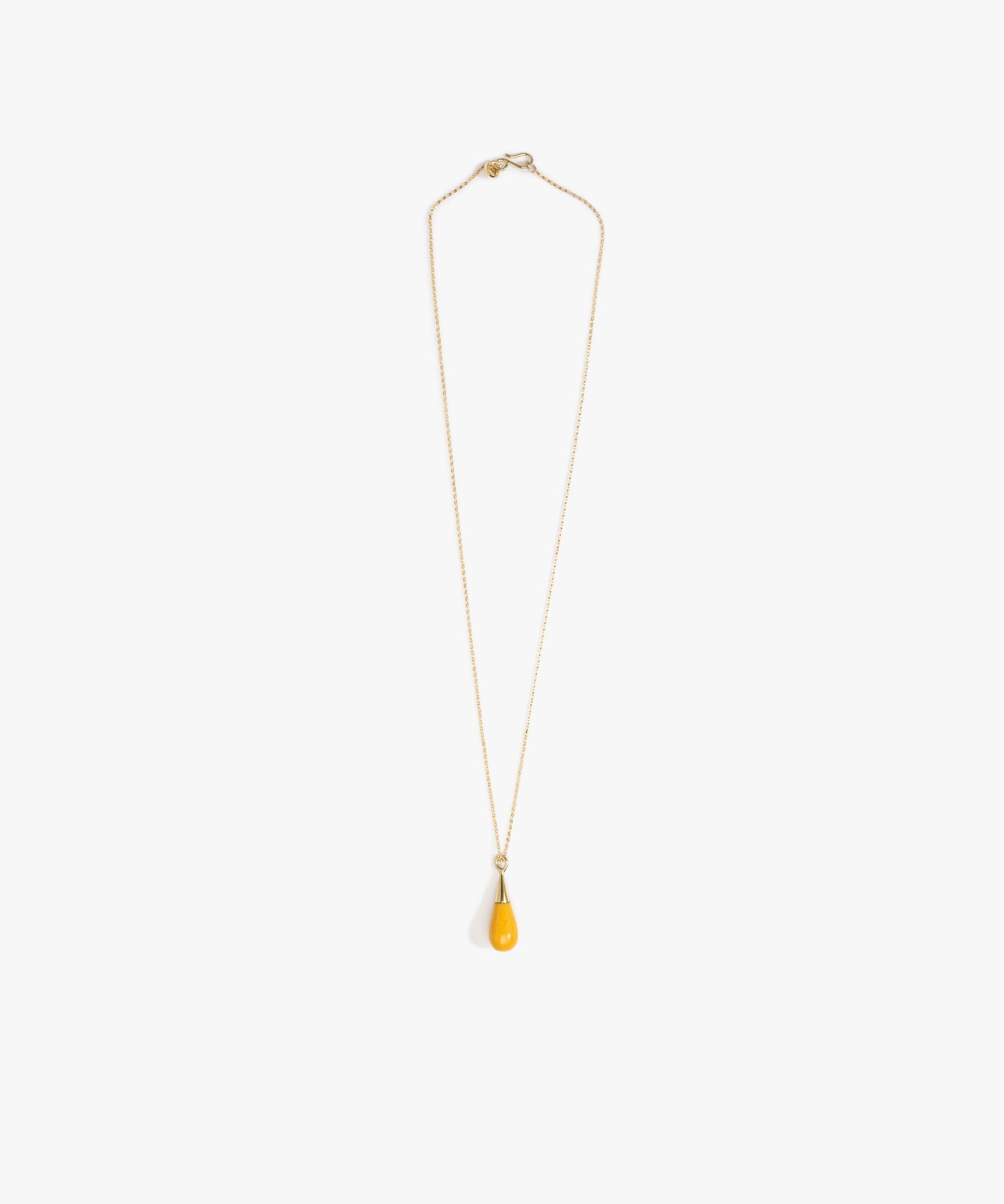 Dinosaur Designs Dew Drop Pendant Necklaces in Honeycomb color resin with Gold-Filled Material