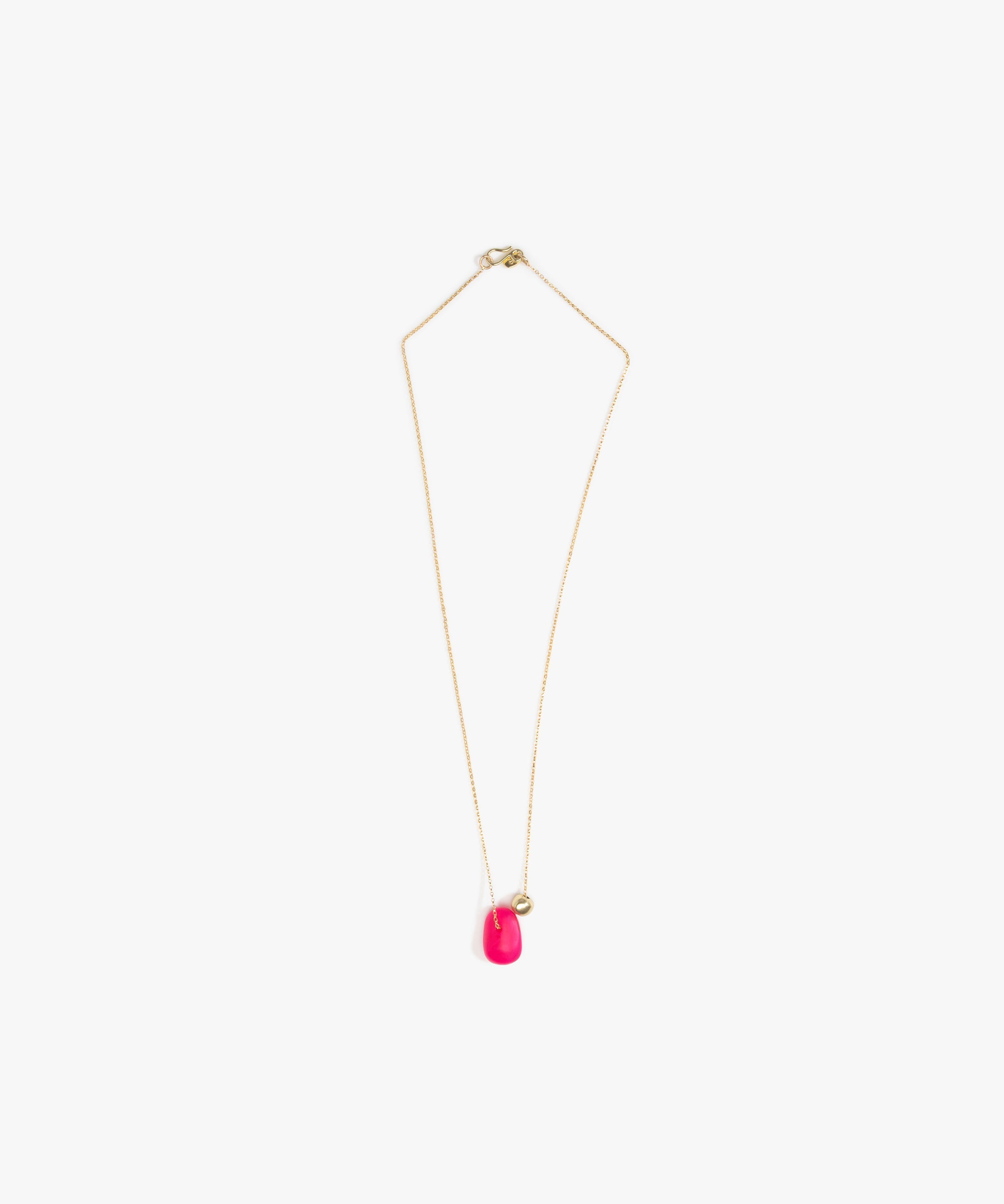 Dinosaur Designs Joie De Vivre Pendant Necklaces in Flamingo color resin with Gold-Filled Material