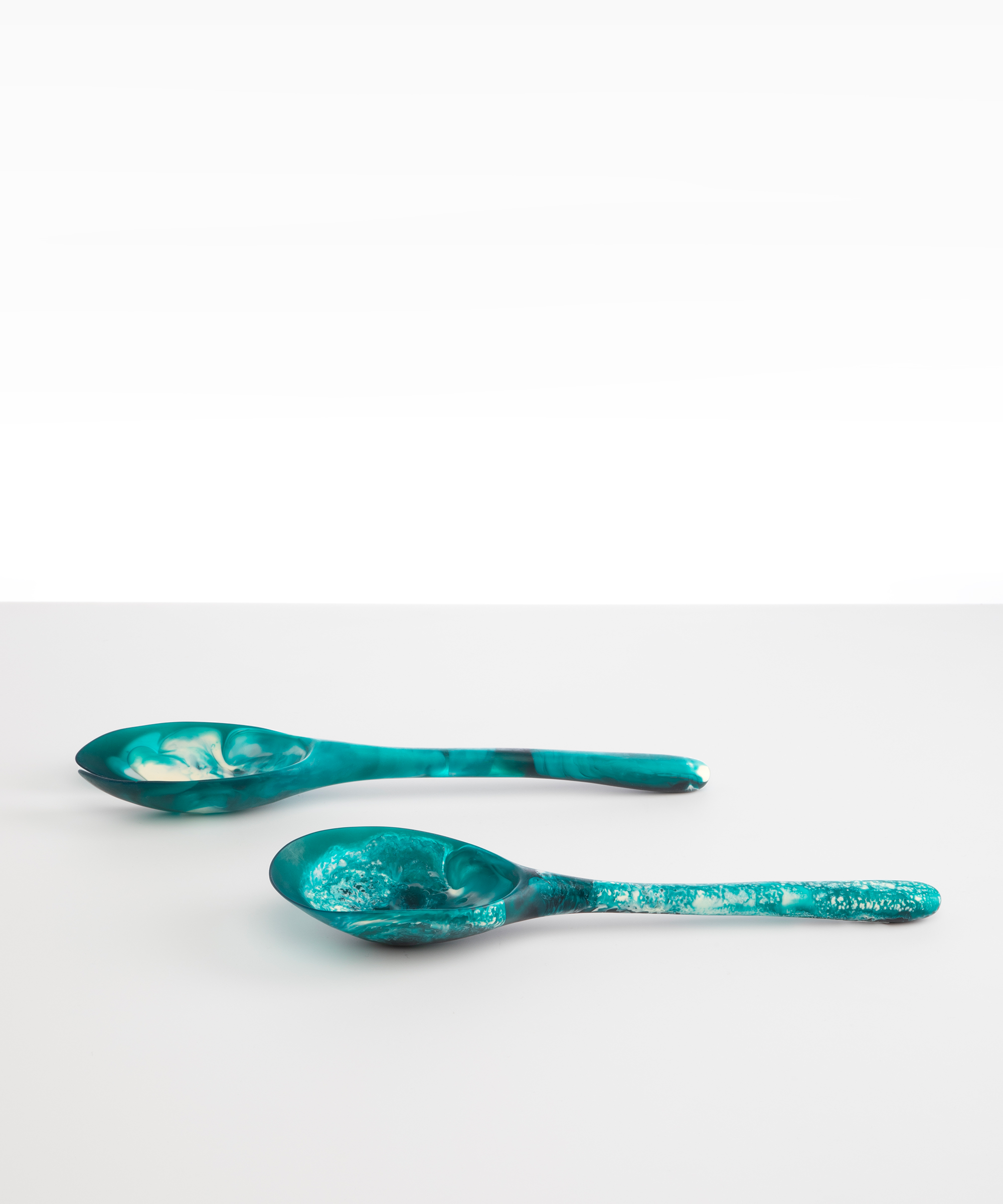 Dinosaur Designs Long Stone Servers Tableware in Lagoon color resin