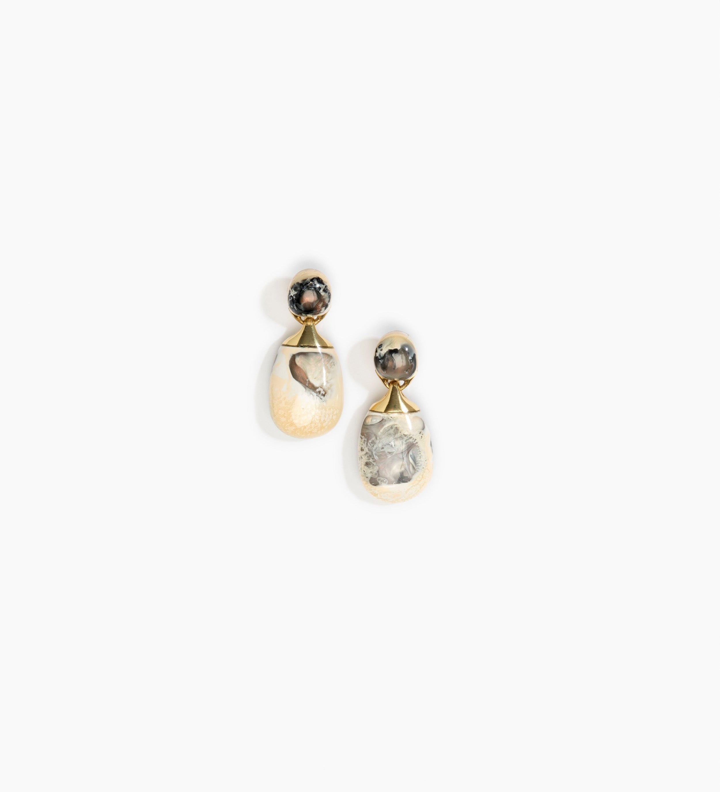 Dinosaur Designs Small River Rock Earrings Earrings in Sandy Pearl color resin with Studs Backing