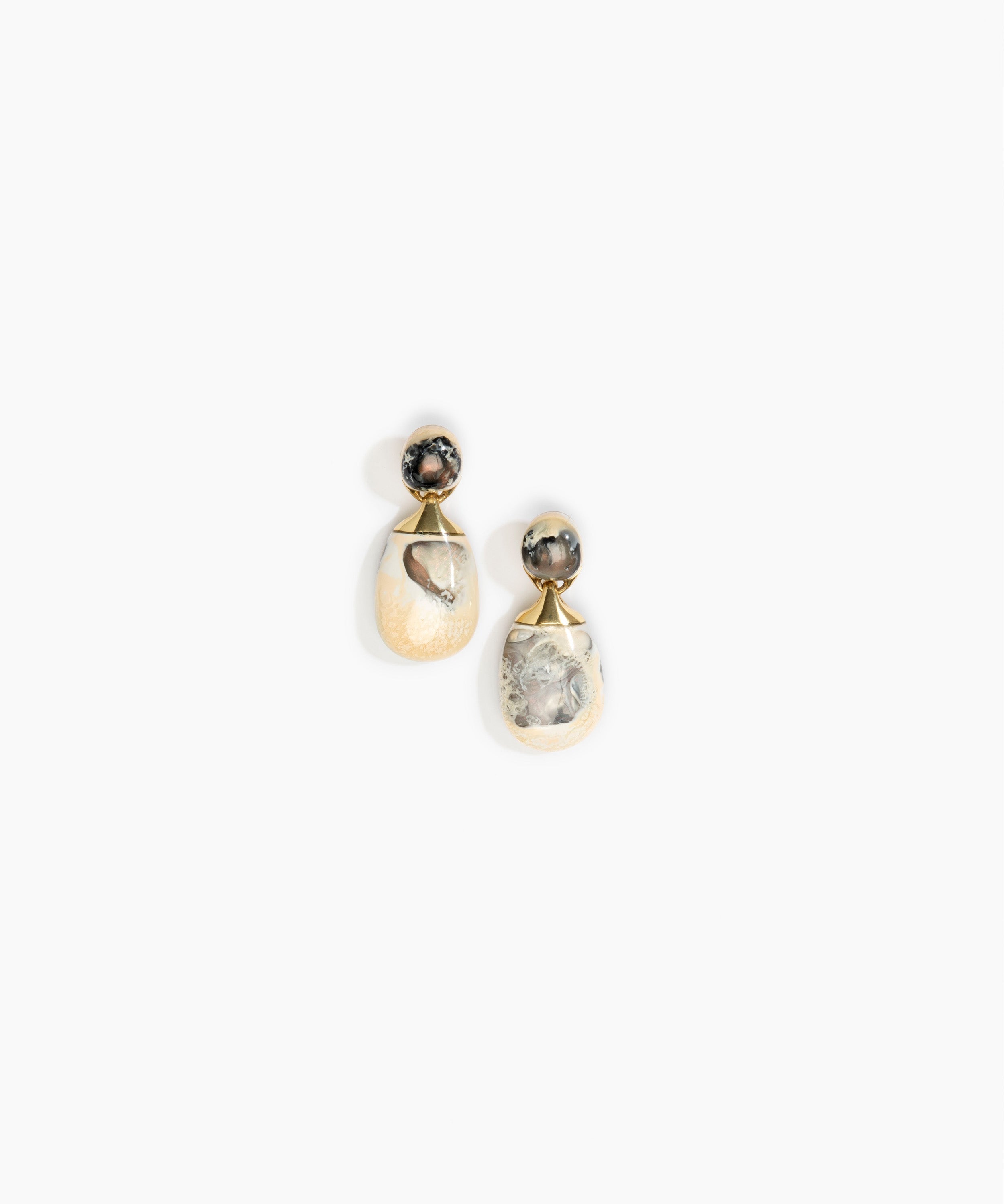 Dinosaur Designs Small River Rock Earrings Earrings in Sandy Pearl color resin with Studs Backing