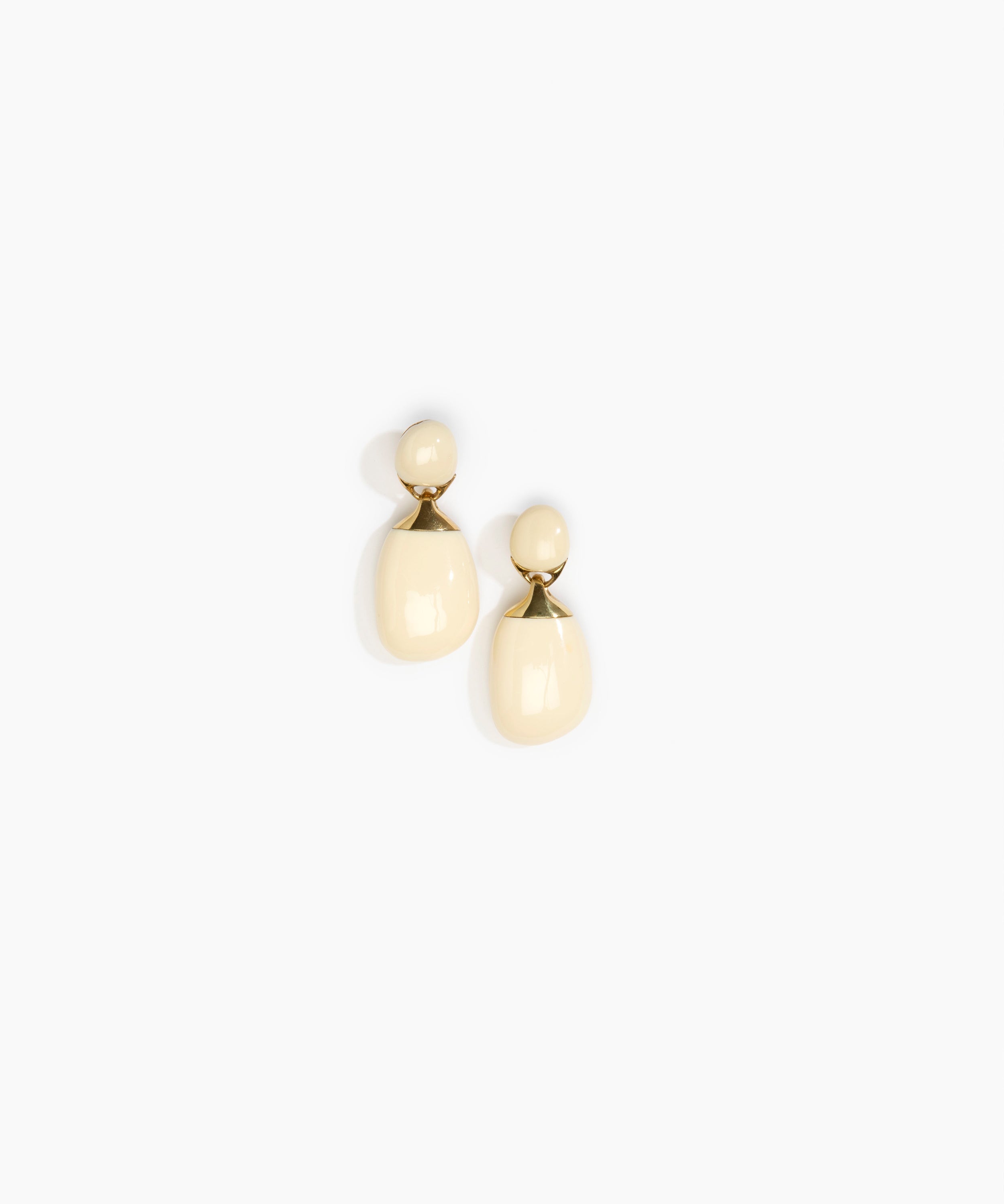 Dinosaur Designs Small River Rock Earrings Earrings in Cream color resin with Studs Backing