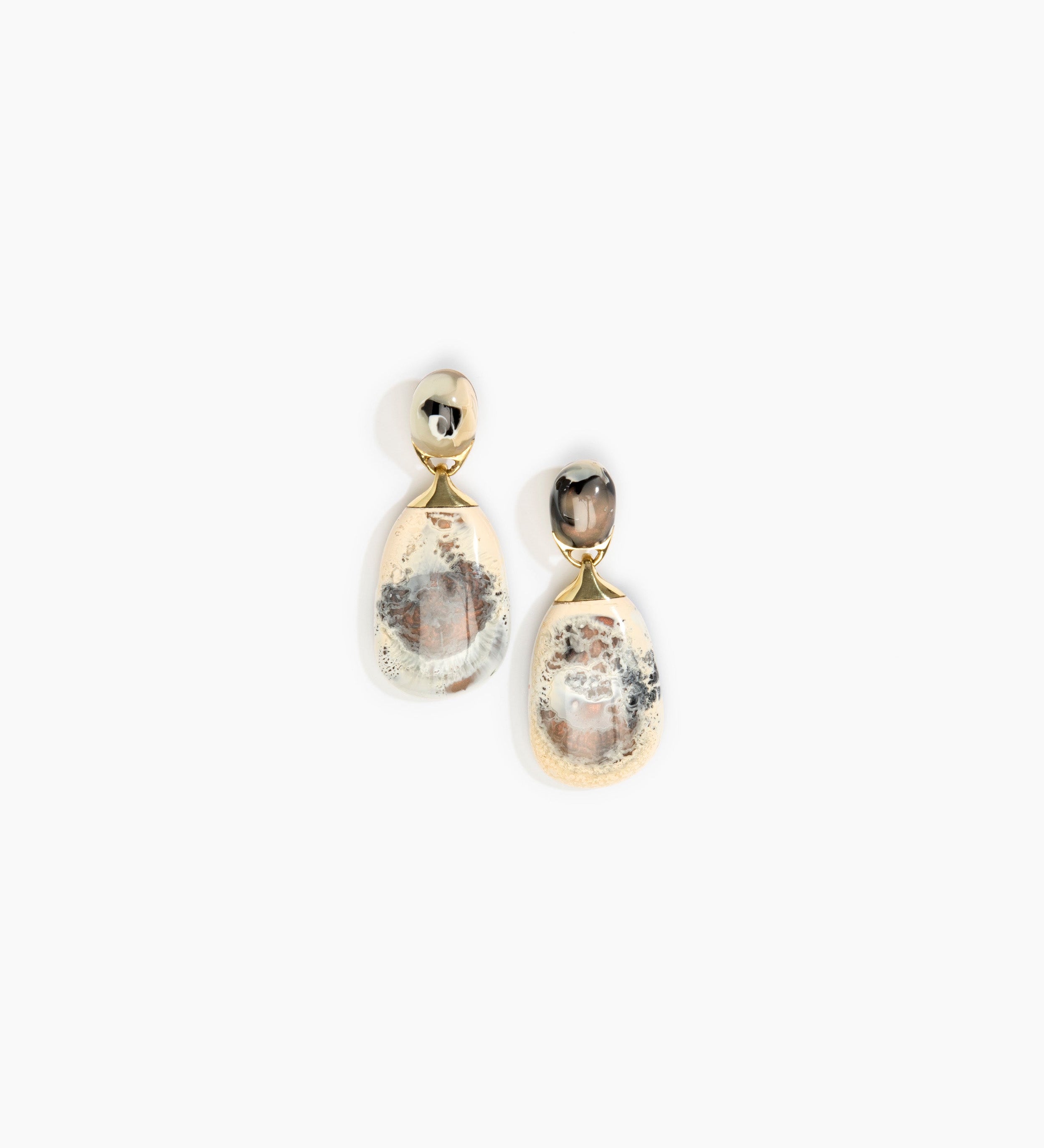 Dinosaur Designs Large River Rock Earrings Earrings in Sandy Pearl color resin with Studs Backing