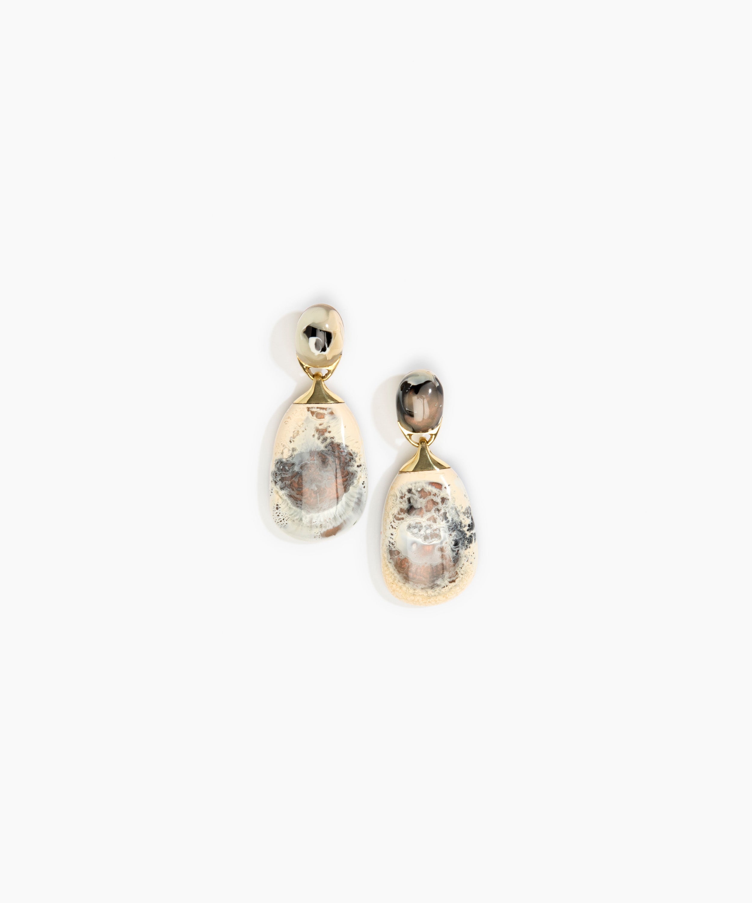 Dinosaur Designs Large River Rock Earrings Earrings in Sandy Pearl color resin with Studs Backing