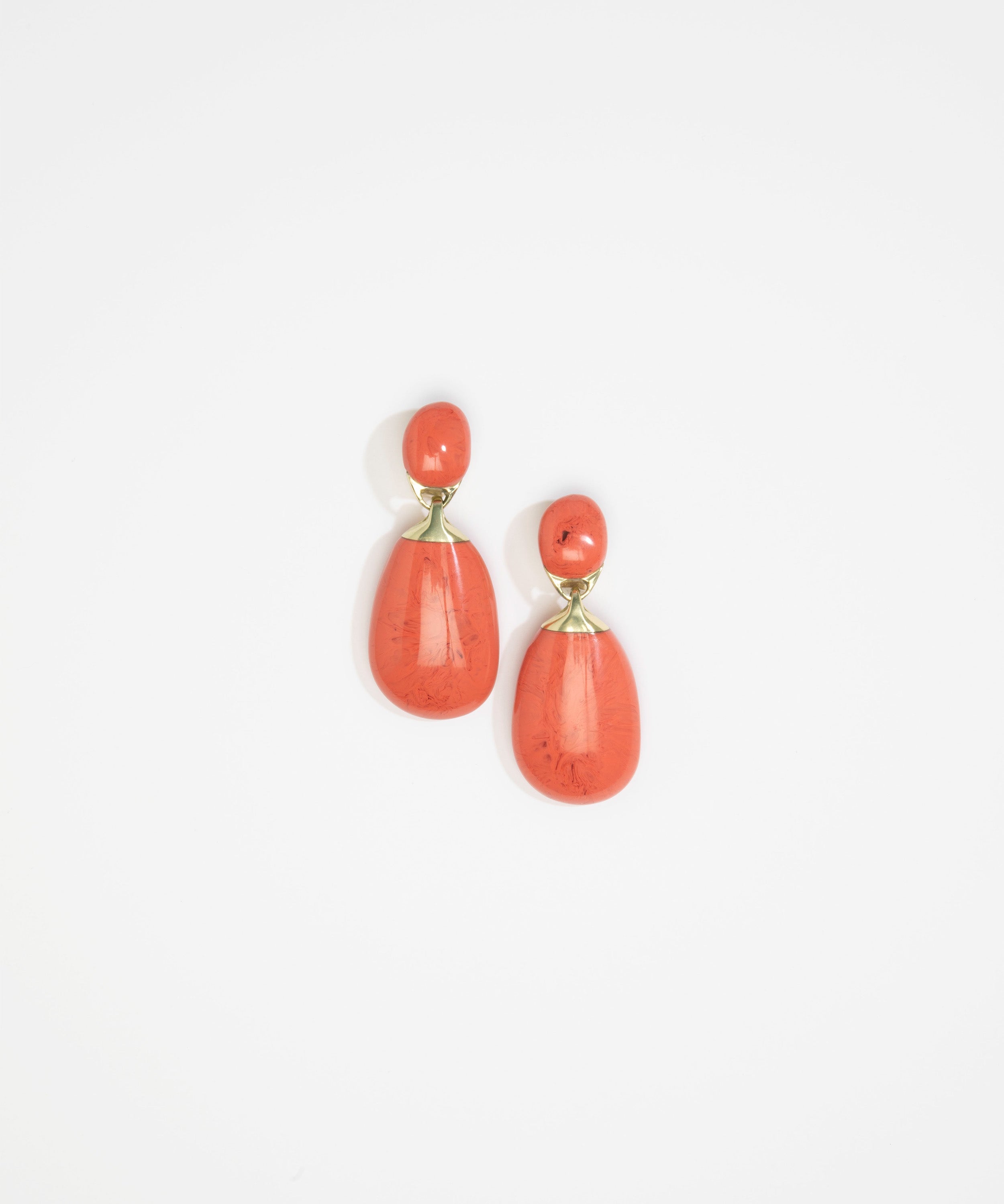 Dinosaur Designs Large River Rock Earrings Earrings in Coral Swirl color resin with Studs Backing