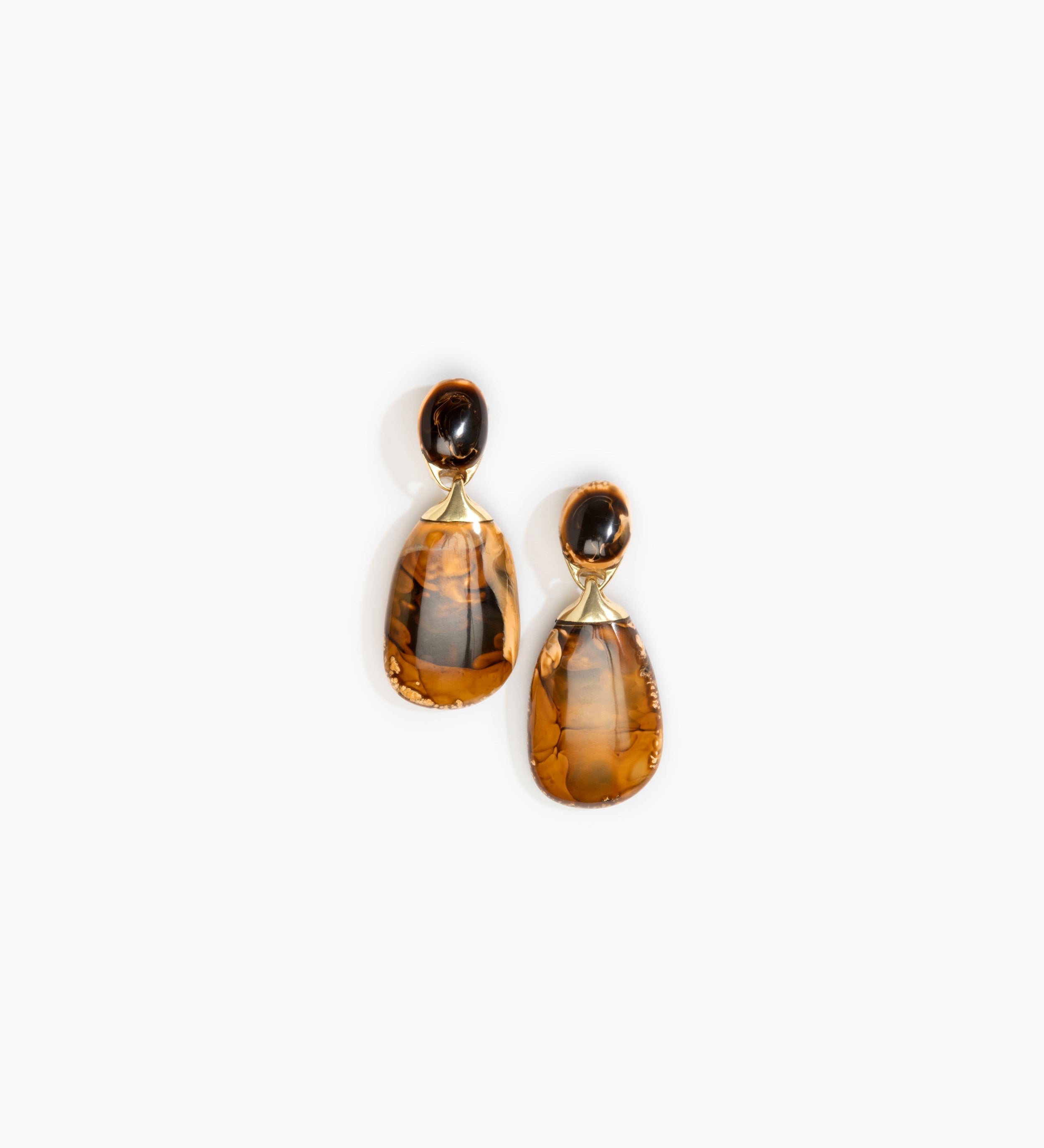 Dinosaur Designs Large River Rock Earrings Earrings in Dark Horn color resin with Studs Backing