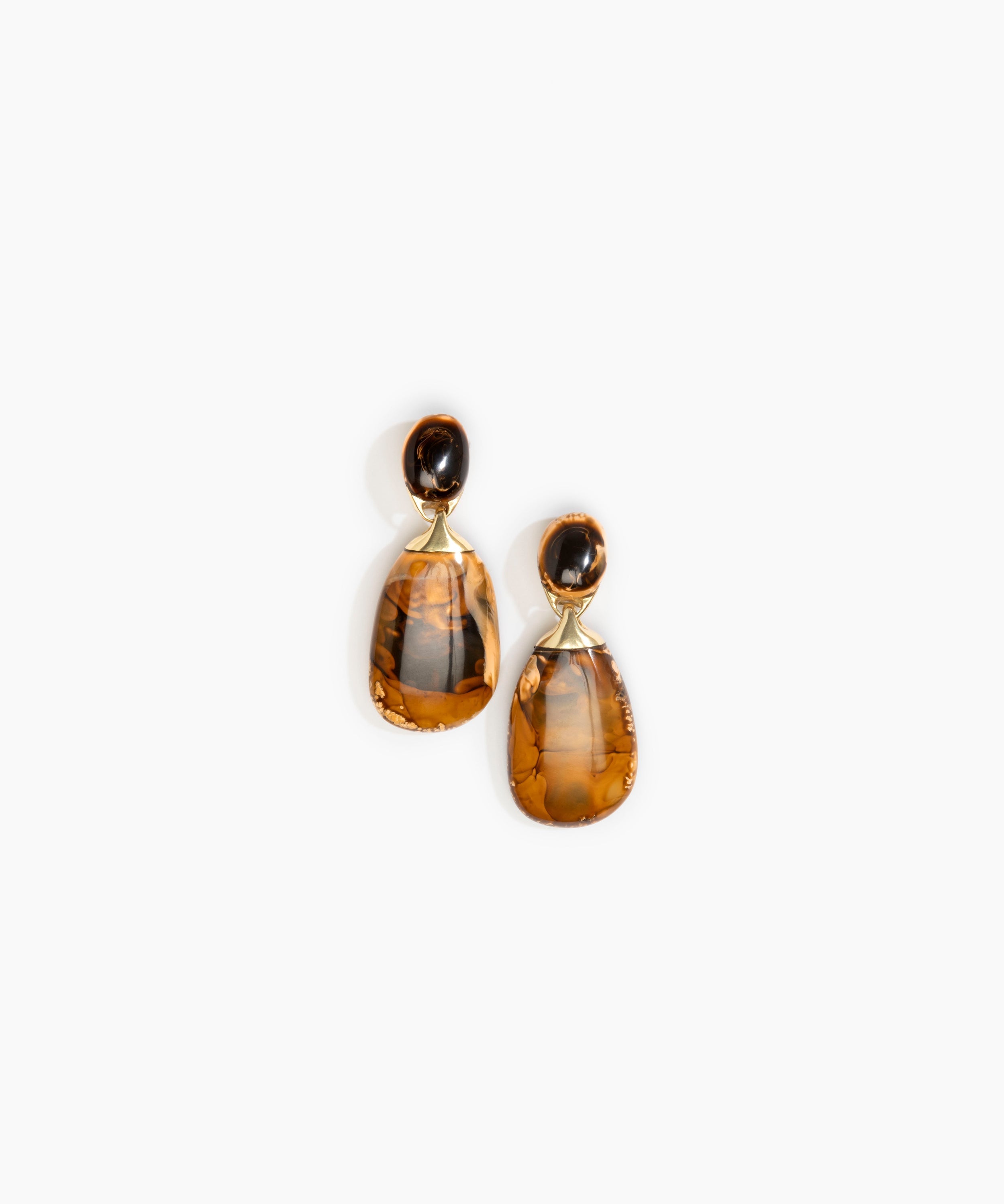 Dinosaur Designs Large River Rock Earrings Earrings in Dark Horn color resin with Studs Backing