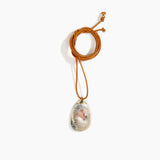 Dinosaur Designs River Rock Pendant on Leather Necklaces in Sandy Pearl color resin 