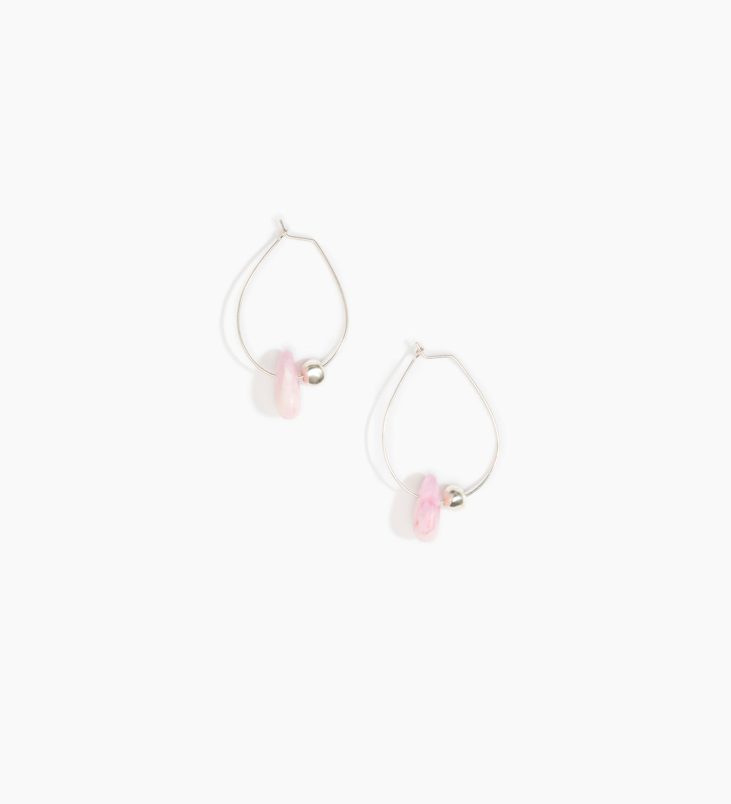 Dinosaur Designs Joie De Vivre Hoop Earrings Earrings in Shell Pink Colour resin with 925 Sterling Silver Material