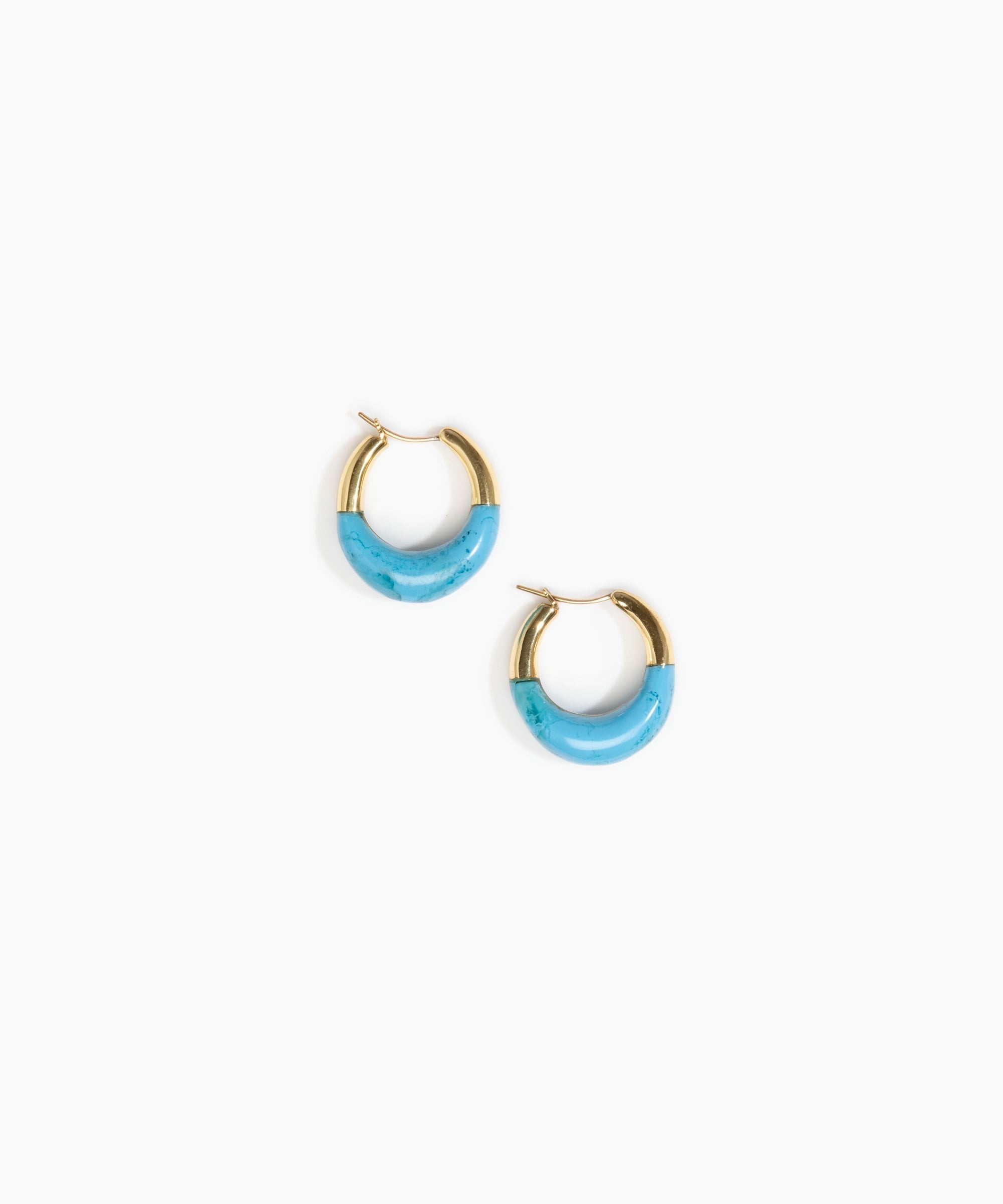 Dinosaur Designs Small Horn Hoop Earrings Earrings in Sky color resin 