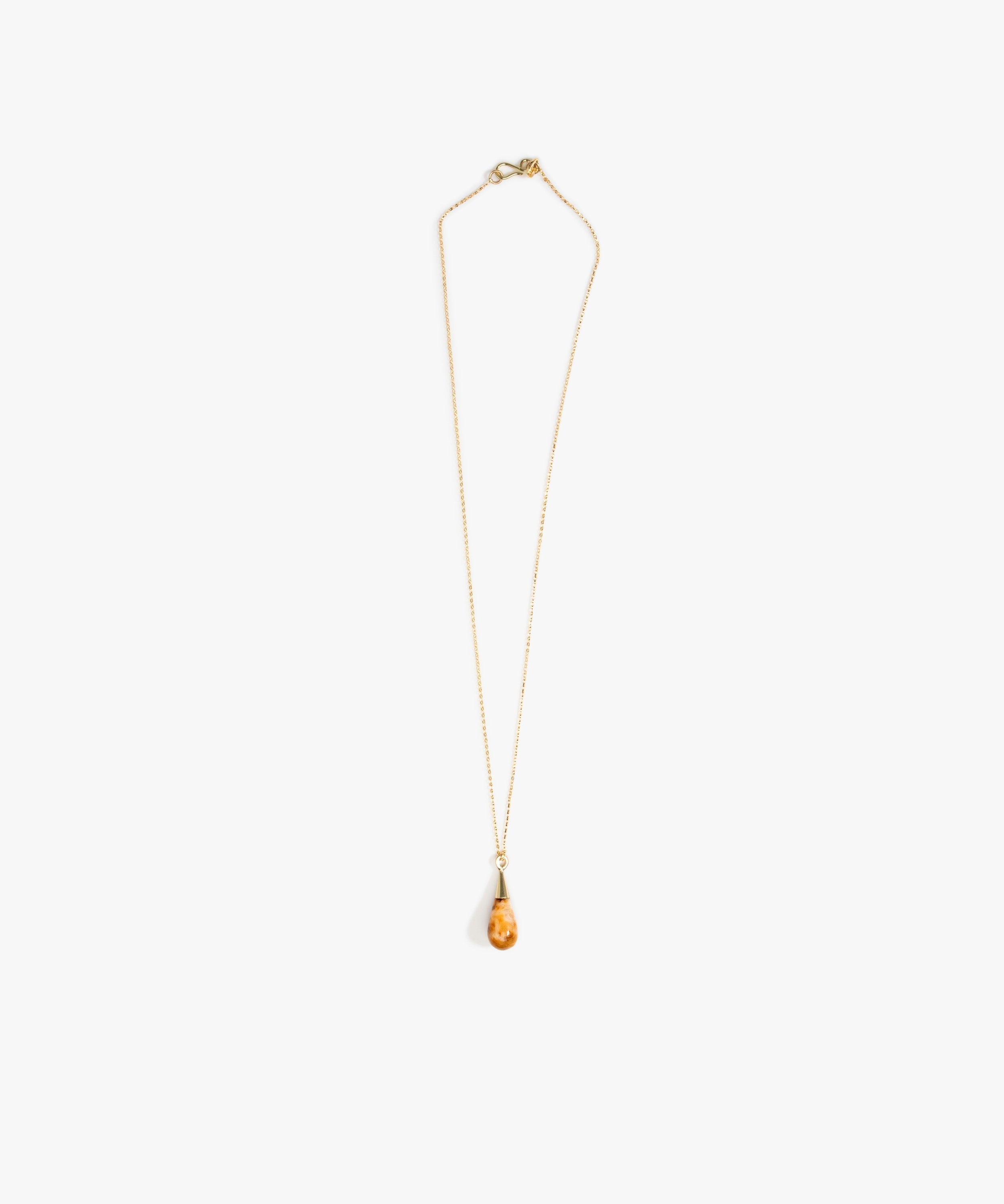 Dinosaur Designs Dew Drop Pendant Necklaces in Light Horn color resin with Gold-Filled Material