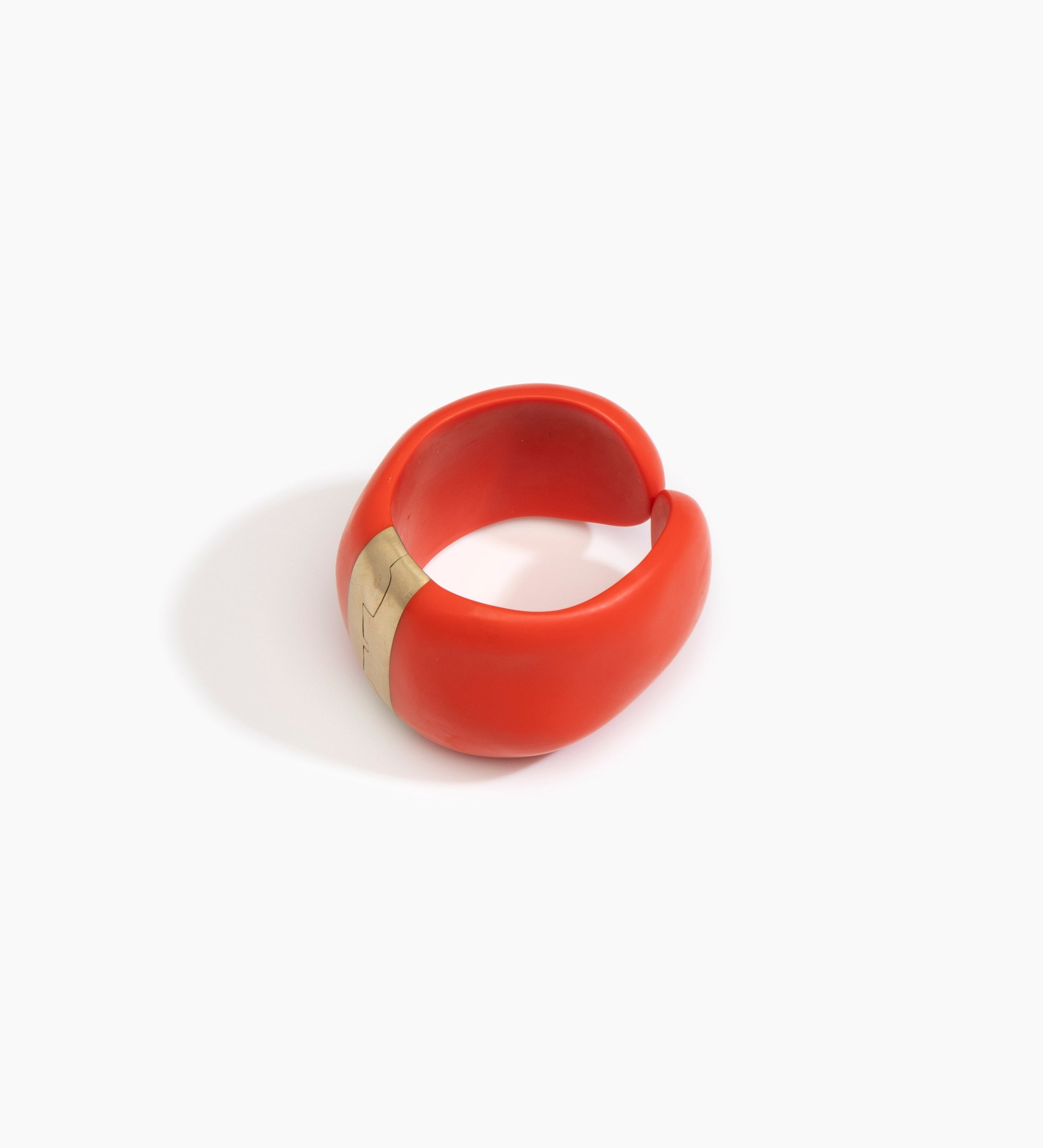 Dinosaur Designs Bold Stone Cuff Bracelets in Coral Pop Colour resin with Brass Material