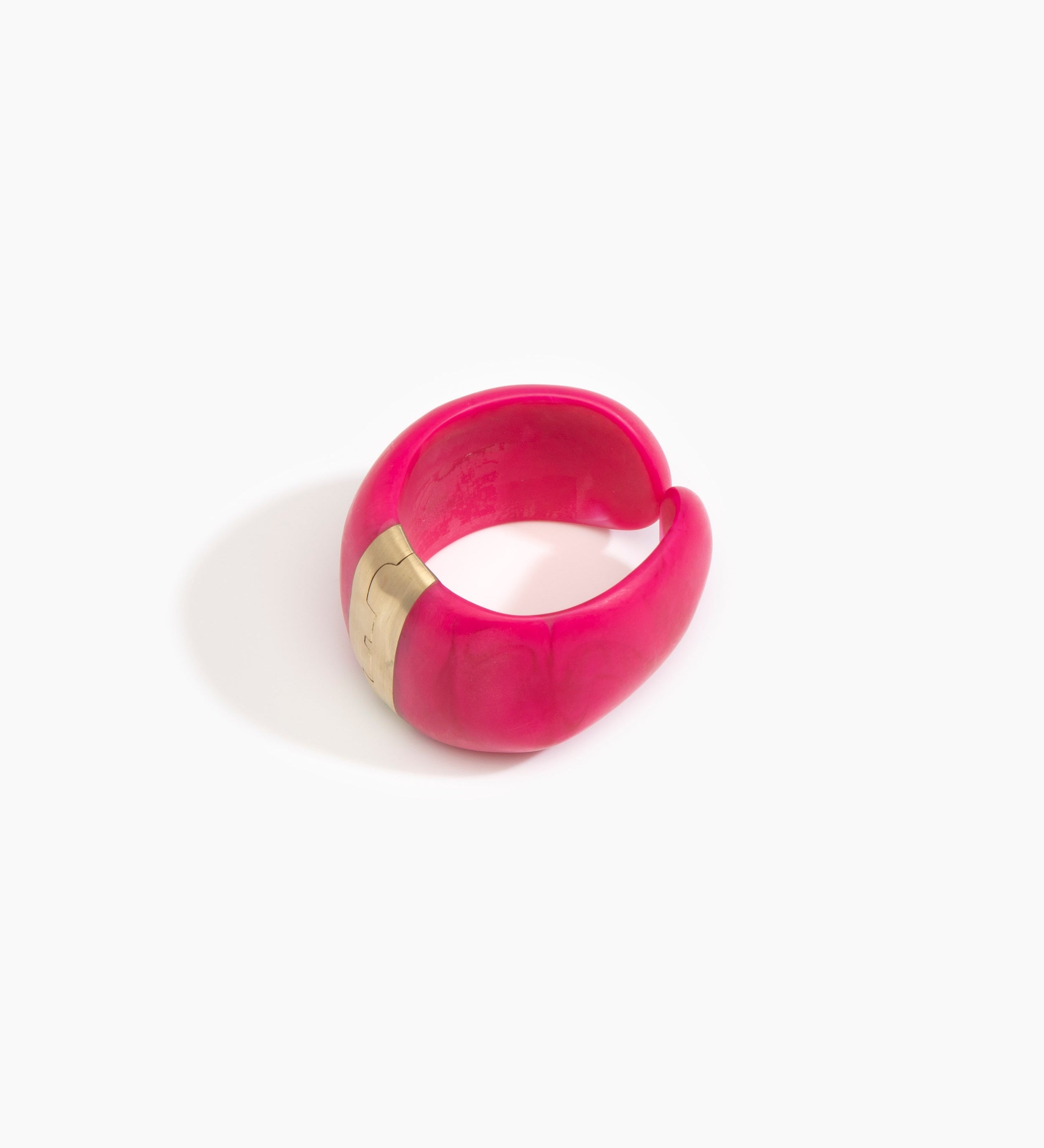 Dinosaur Designs Bold Stone Cuff Bracelets in Flamingo Colour resin with Brass Material