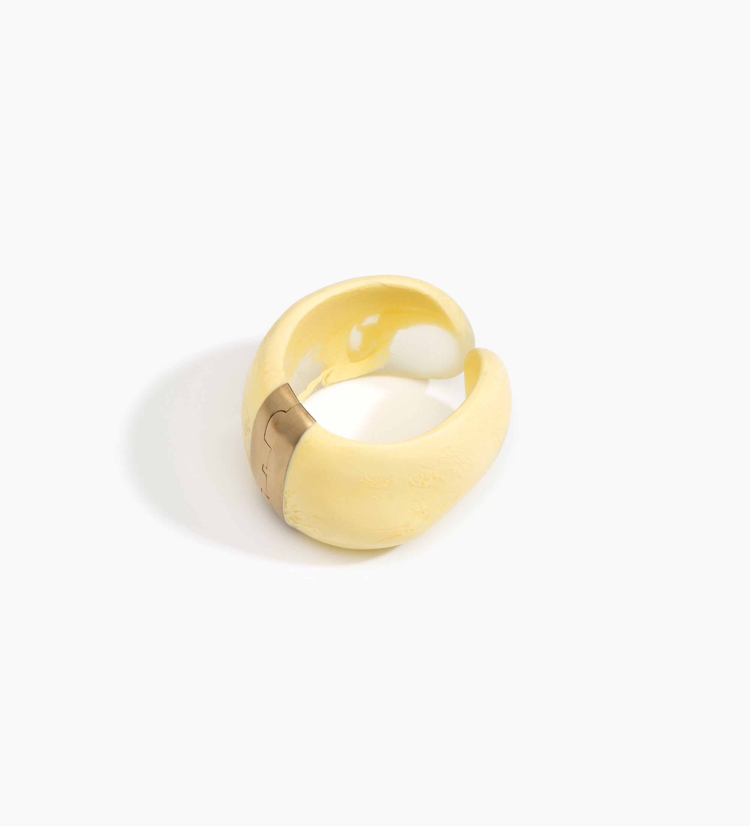 Dinosaur Designs Bold Stone Cuff Bracelets in Lemon Colour resin with Brass Material