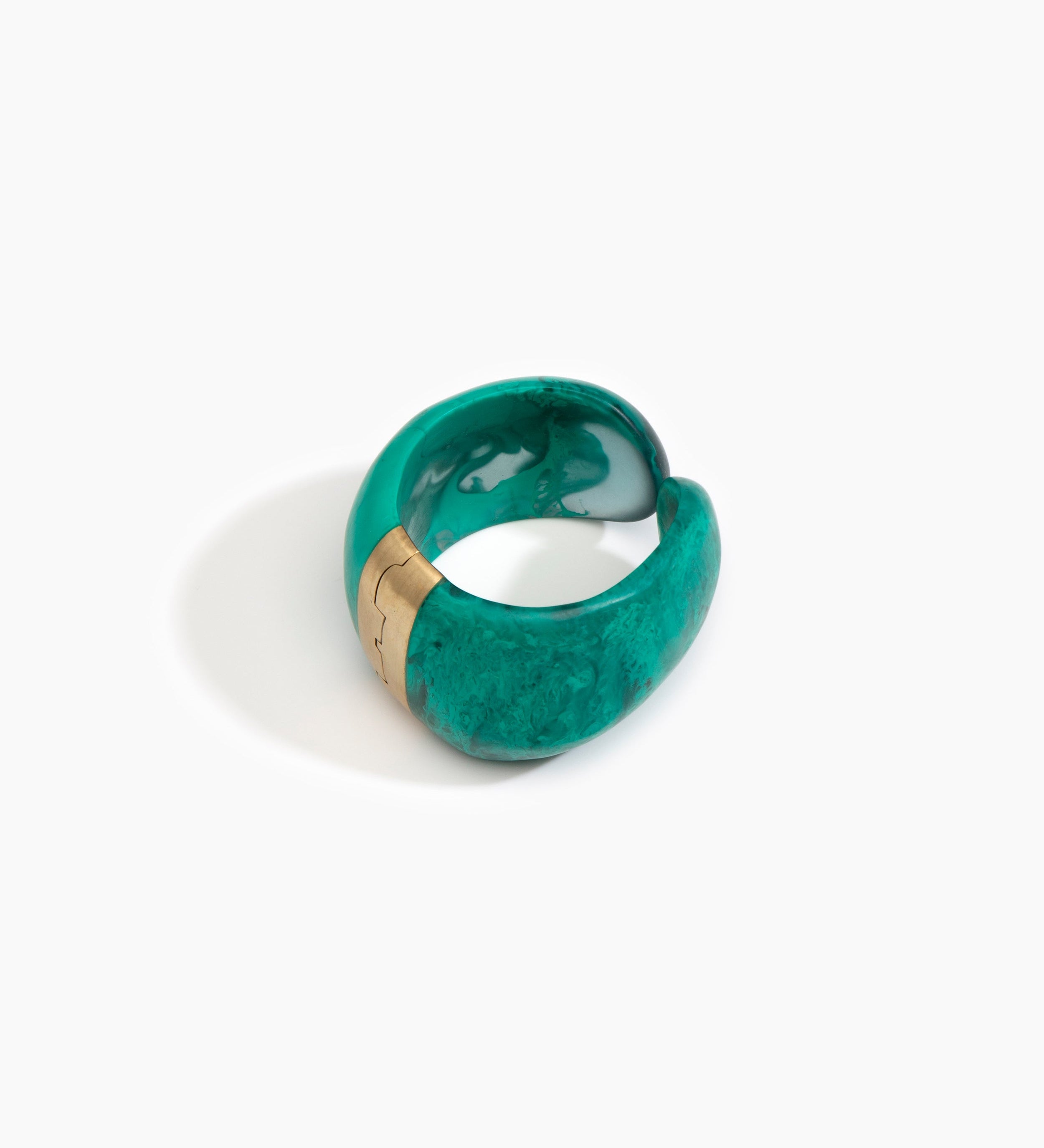 Dinosaur Designs Bold Stone Cuff Bracelets in Mineral Swirl Colour resin with Brass Material