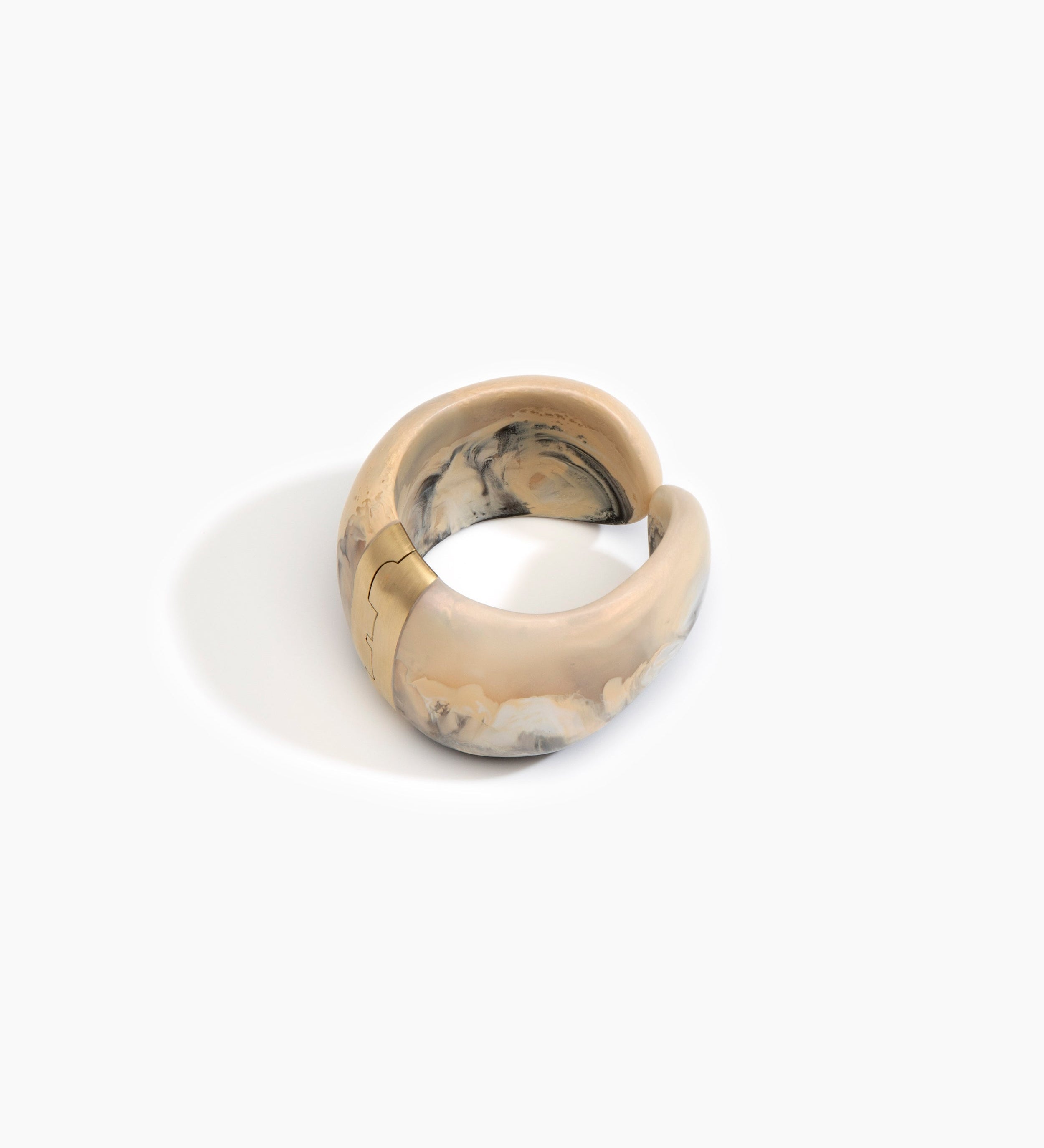 Dinosaur Designs Bold Stone Cuff Bracelets in Sandy Pearl Colour resin with Brass Material