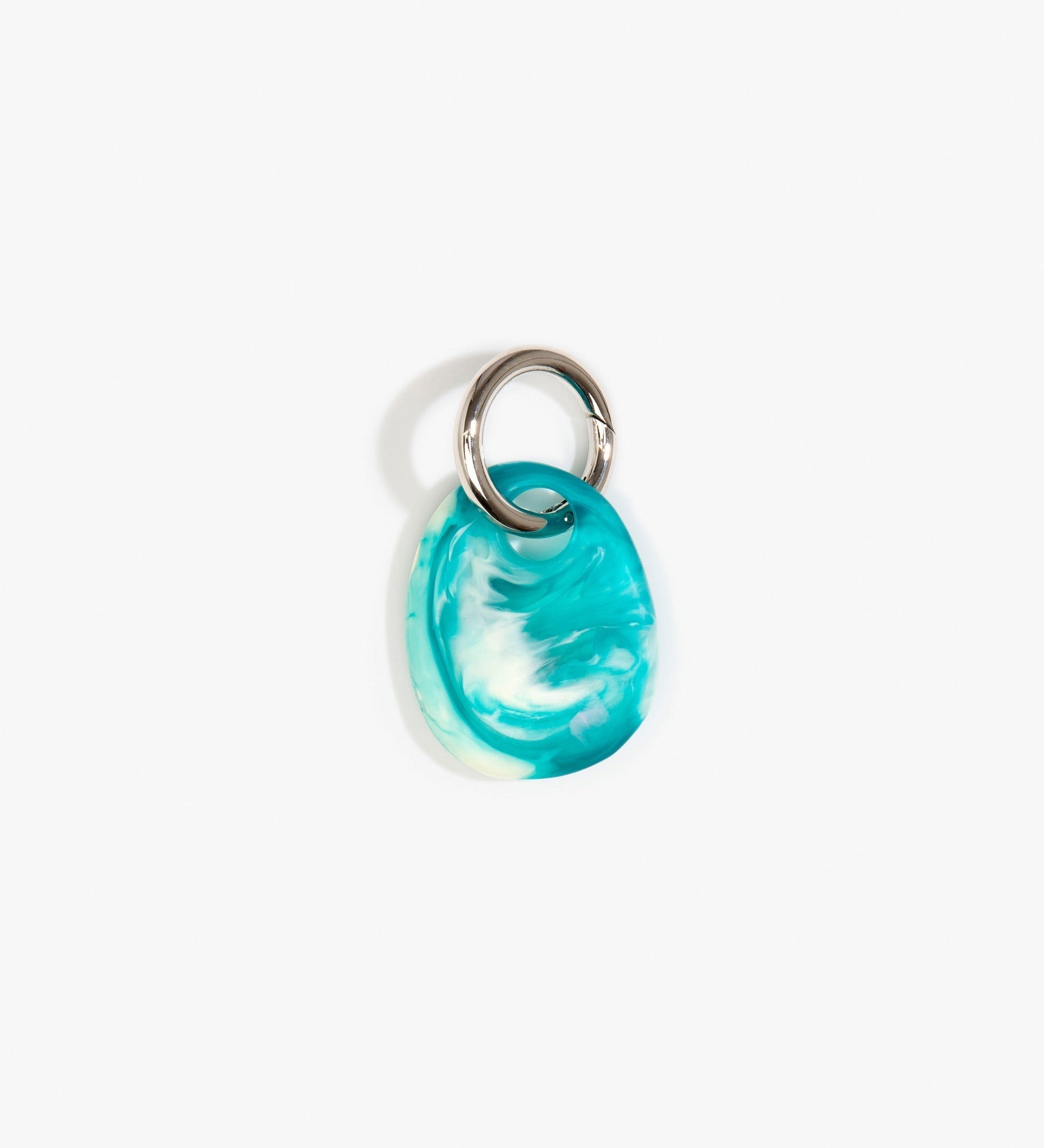 Dinosaur Designs Earth Keyring Keychains in Lagoon color resin with Gunmetal Metal