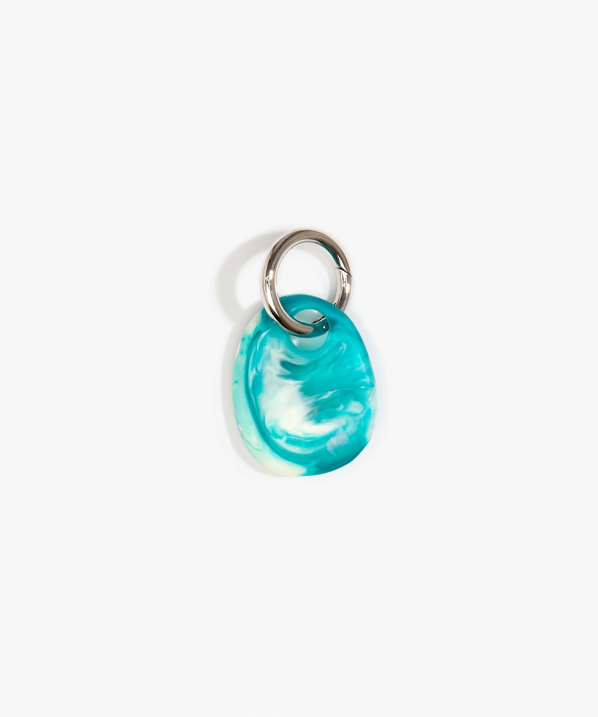 Dinosaur Designs Earth Keyring Keychains in Lagoon color resin with Gunmetal Metal