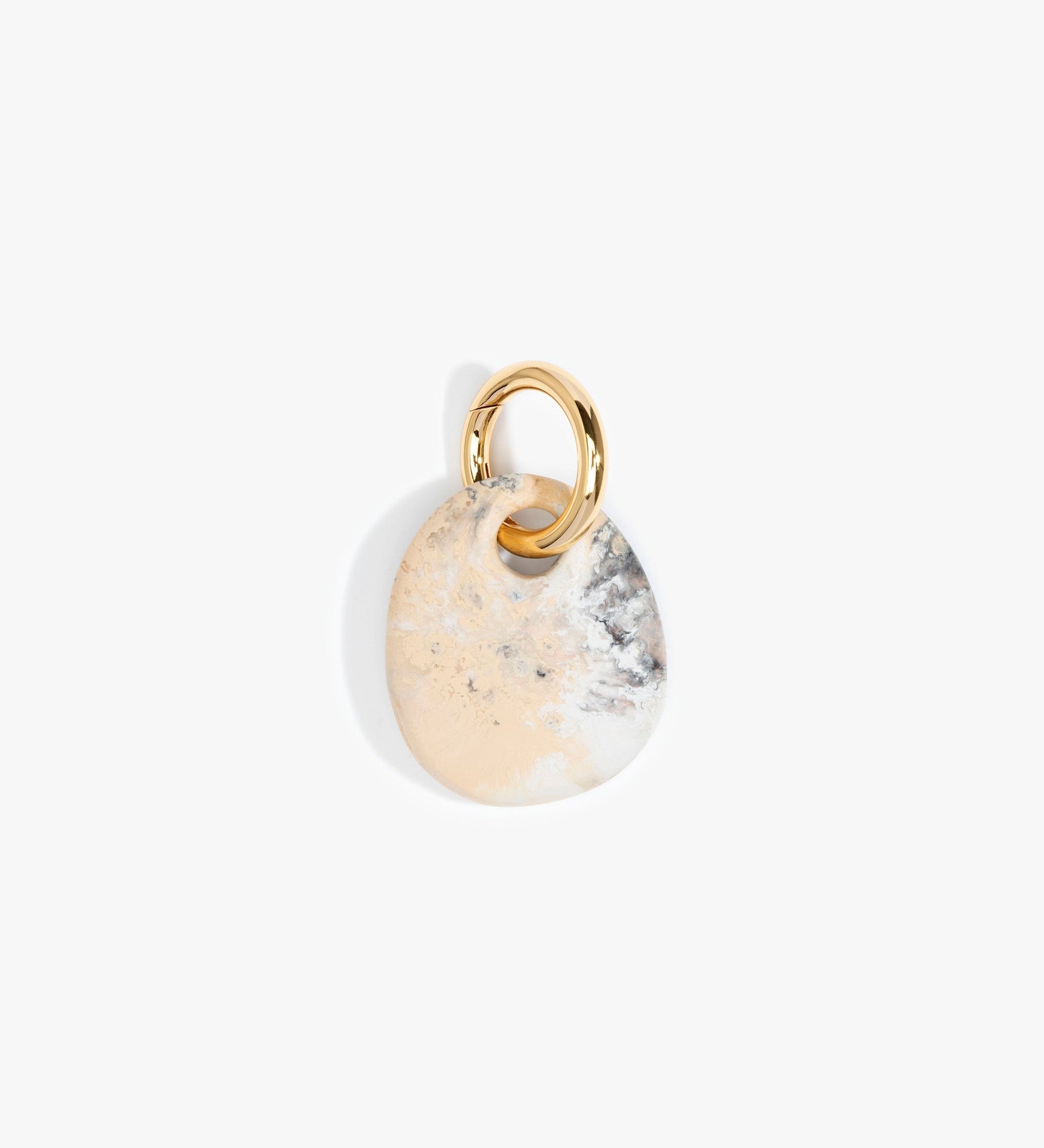 Dinosaur Designs Earth Keyring Keychains in Sandy Pearl color resin with Brass Metal