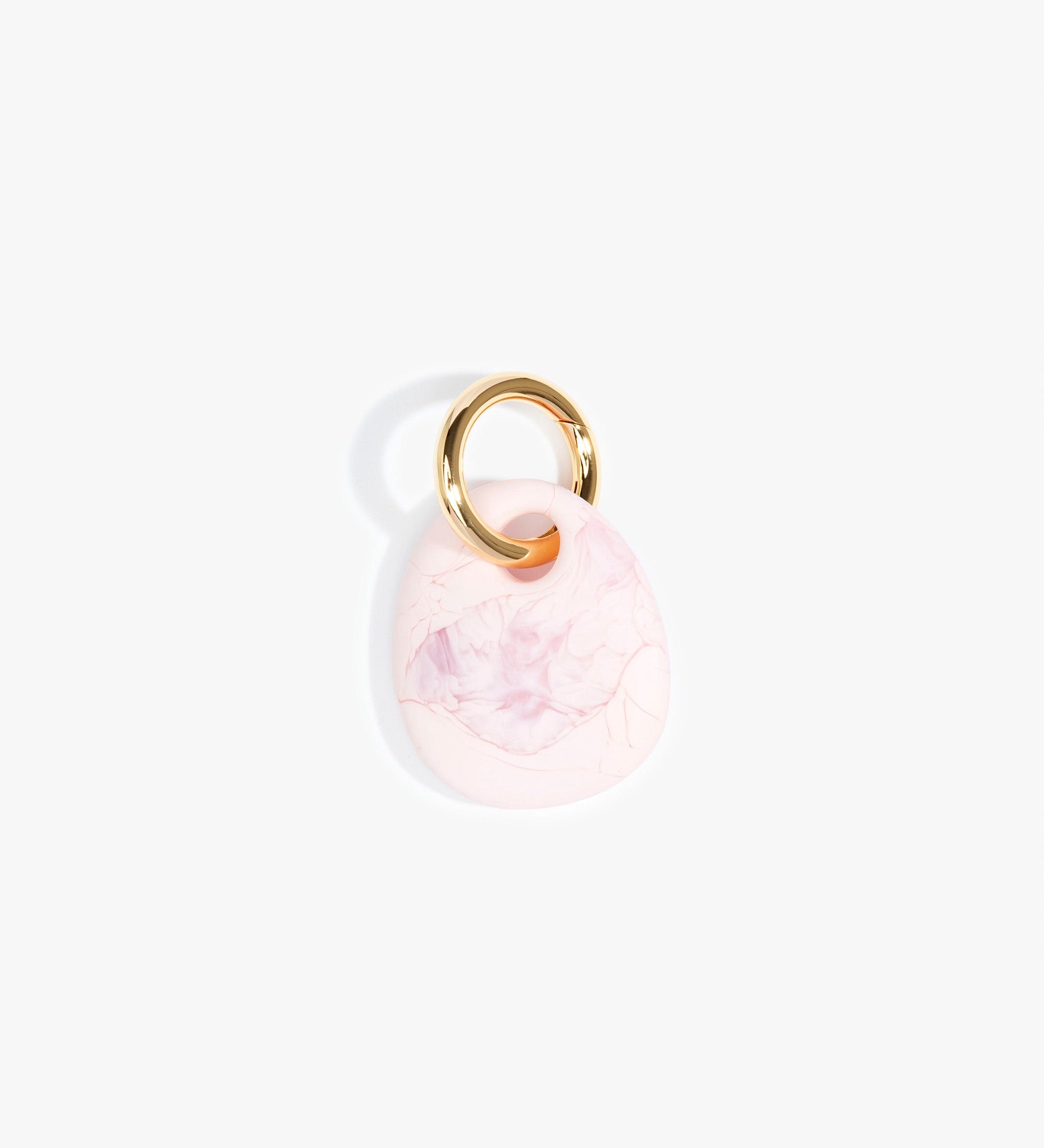 Dinosaur Designs Earth Keyring Keychains in Shell Pink color resin with Brass Metal