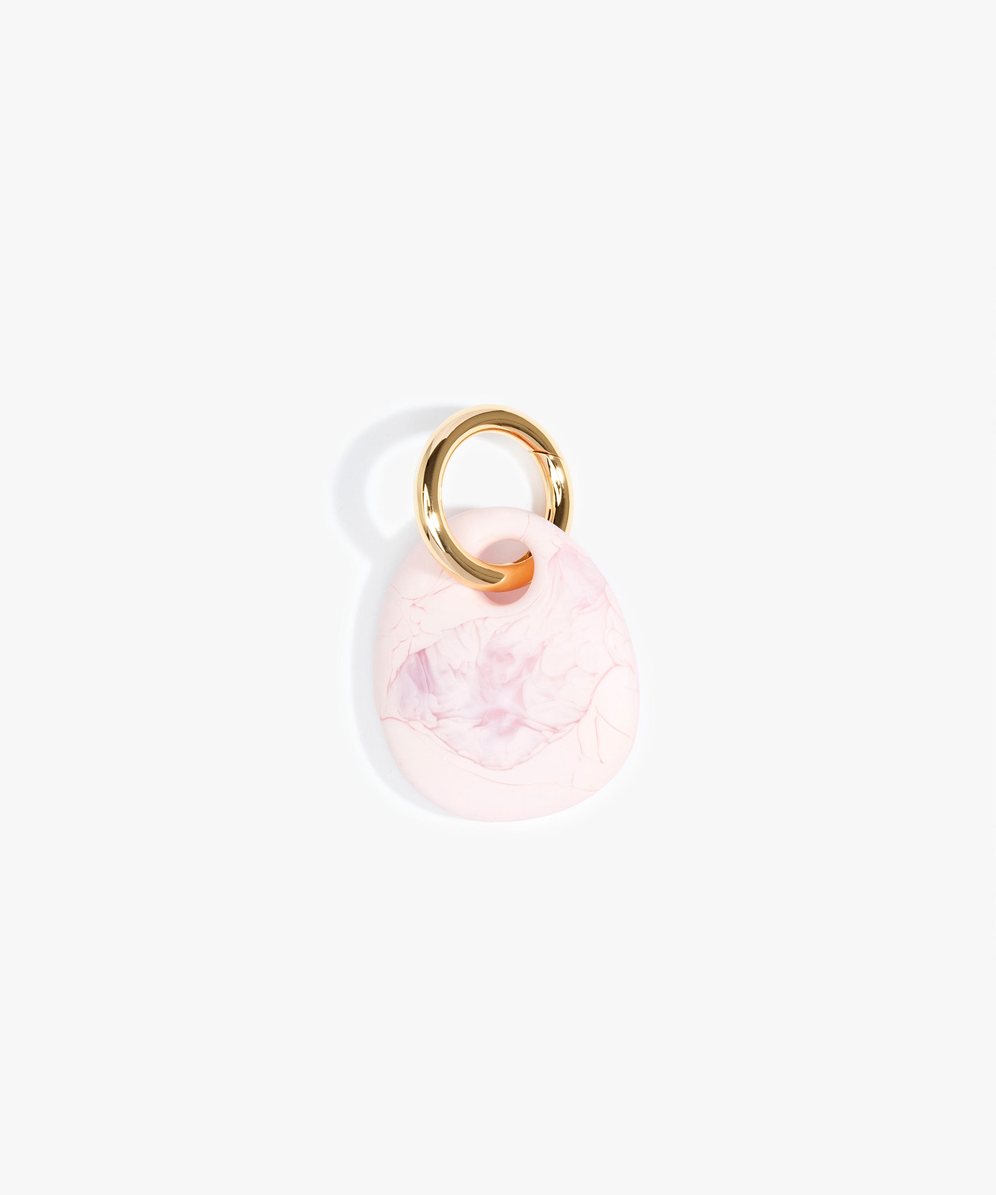 Dinosaur Designs Earth Keyring Keychains in Shell Pink color resin with Brass Metal