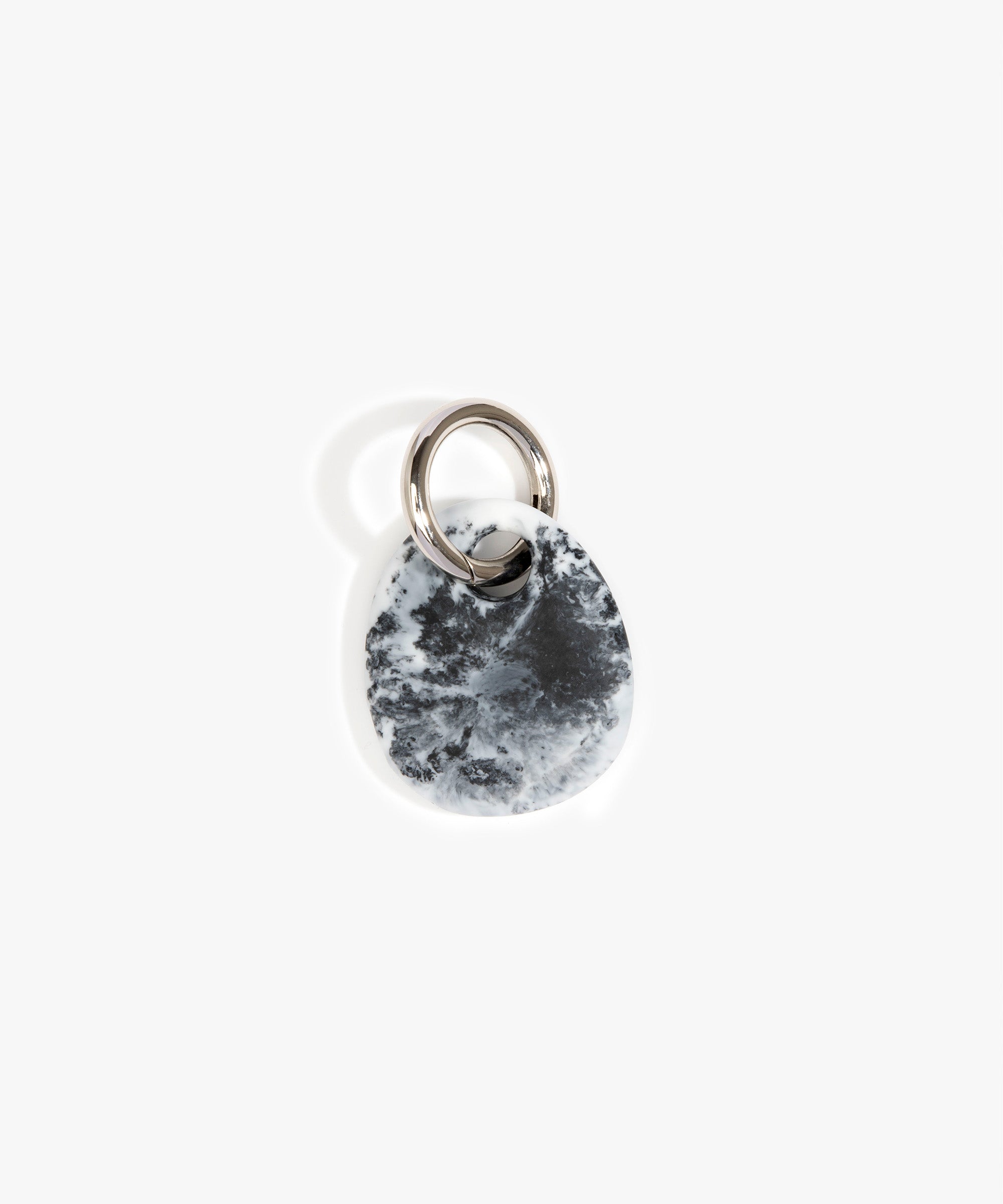Dinosaur Designs Earth Keyring Keychains in White Marble color resin with Gunmetal Metal
