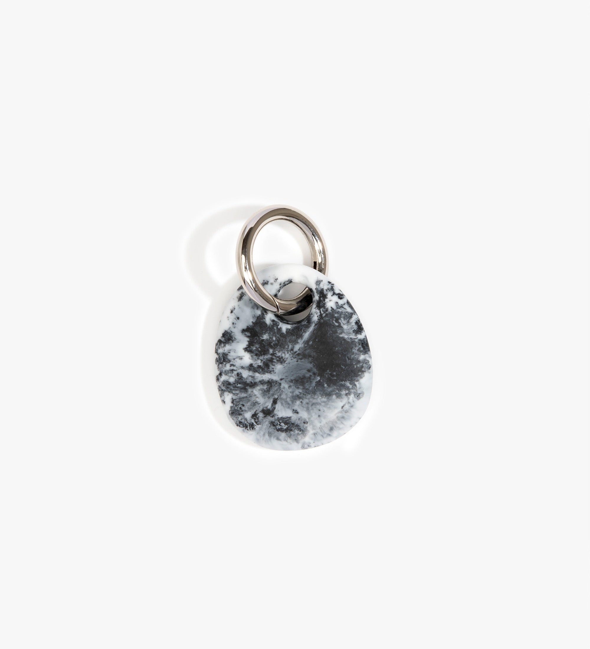 Dinosaur Designs Earth Keyring Keychains in White Marble color resin with Gunmetal Metal