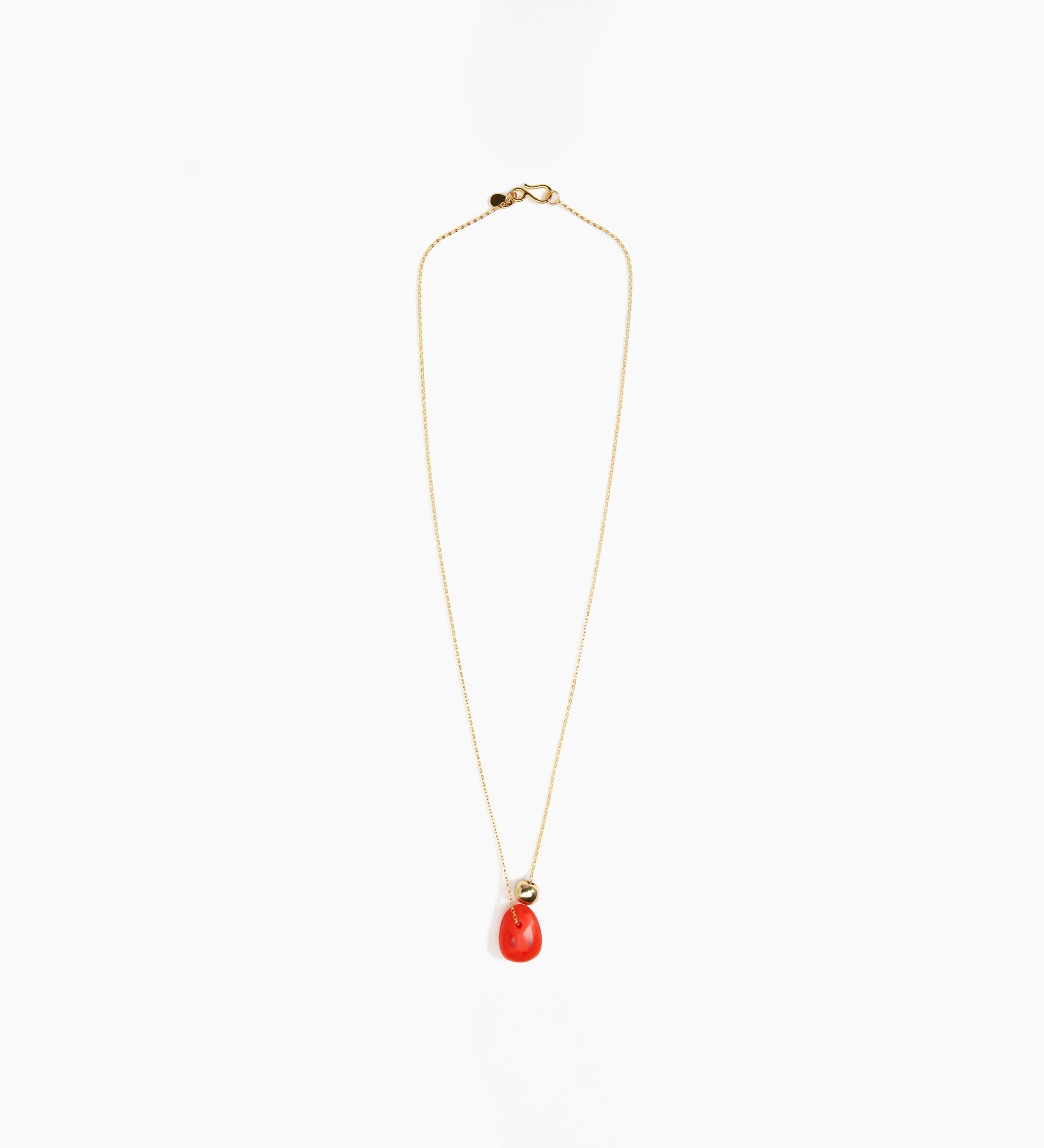 Dinosaur Designs Joie De Vivre Pendant Necklaces in Poppy color resin with Gold-Filled Material