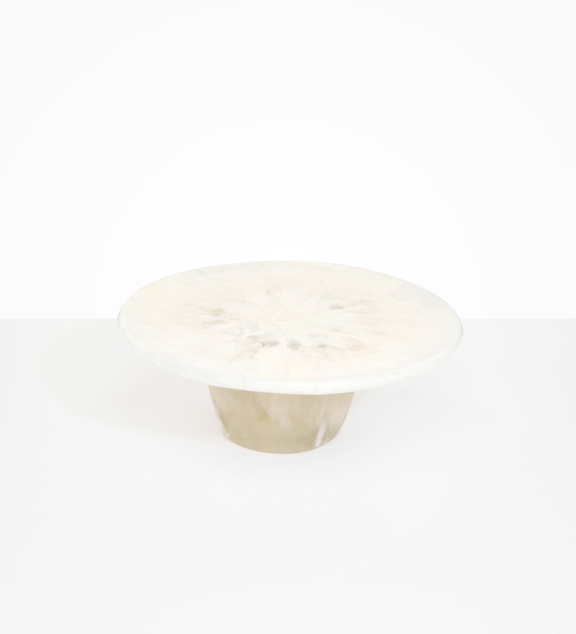 Dinosaur Designs Temple cake stand and plate in chalk swirl cream color resin