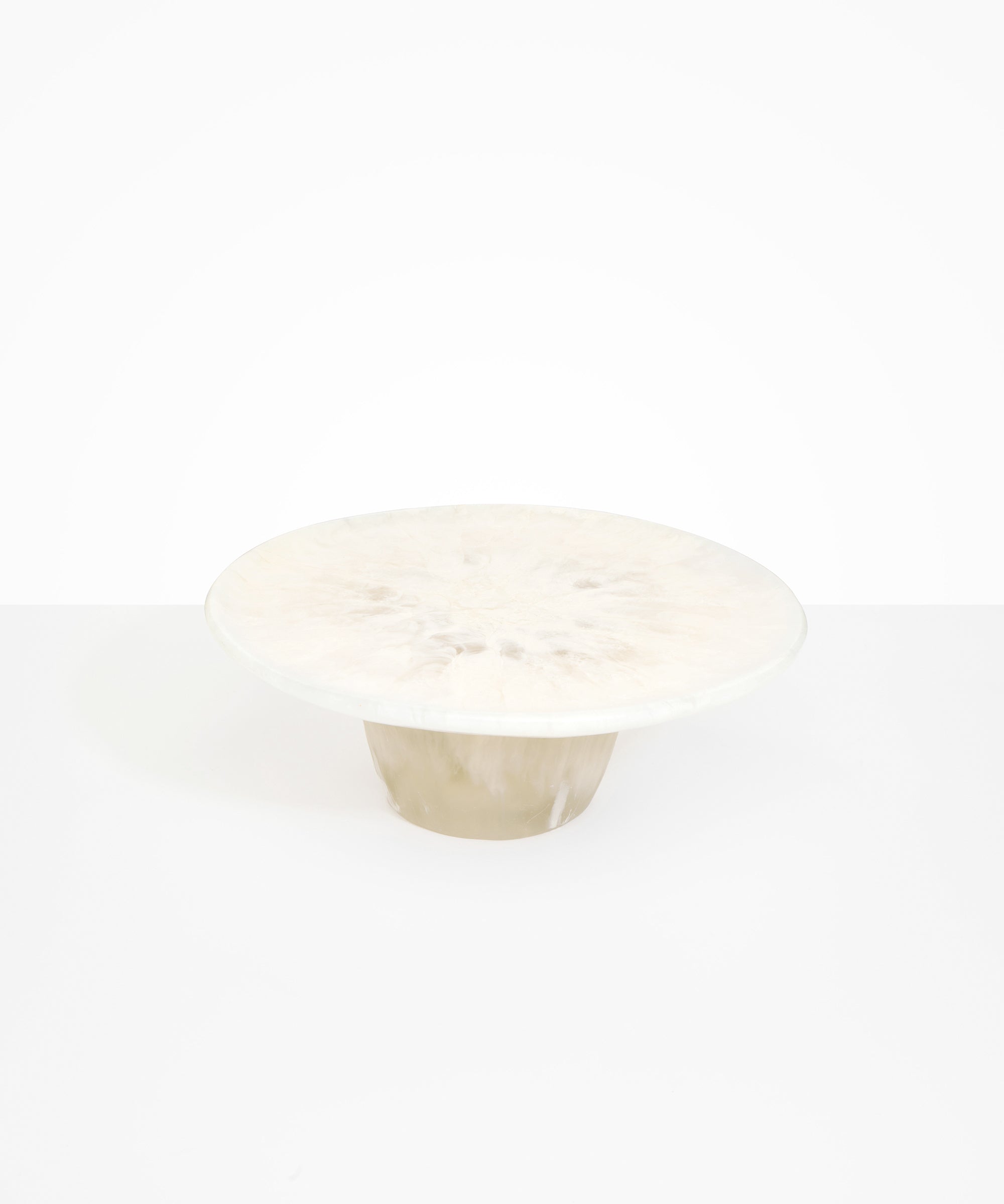 Dinosaur Designs Temple cake stand and plate in chalk swirl cream color resin