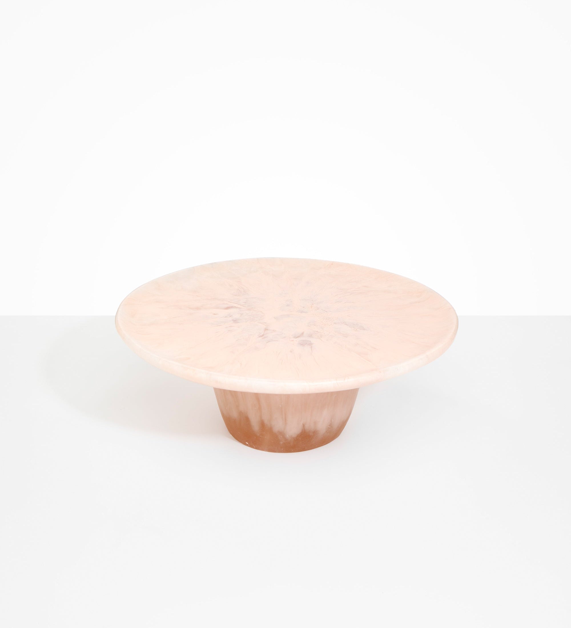 Dinosaur Designs Temple cake stand and plate in rose swirl pink color resin