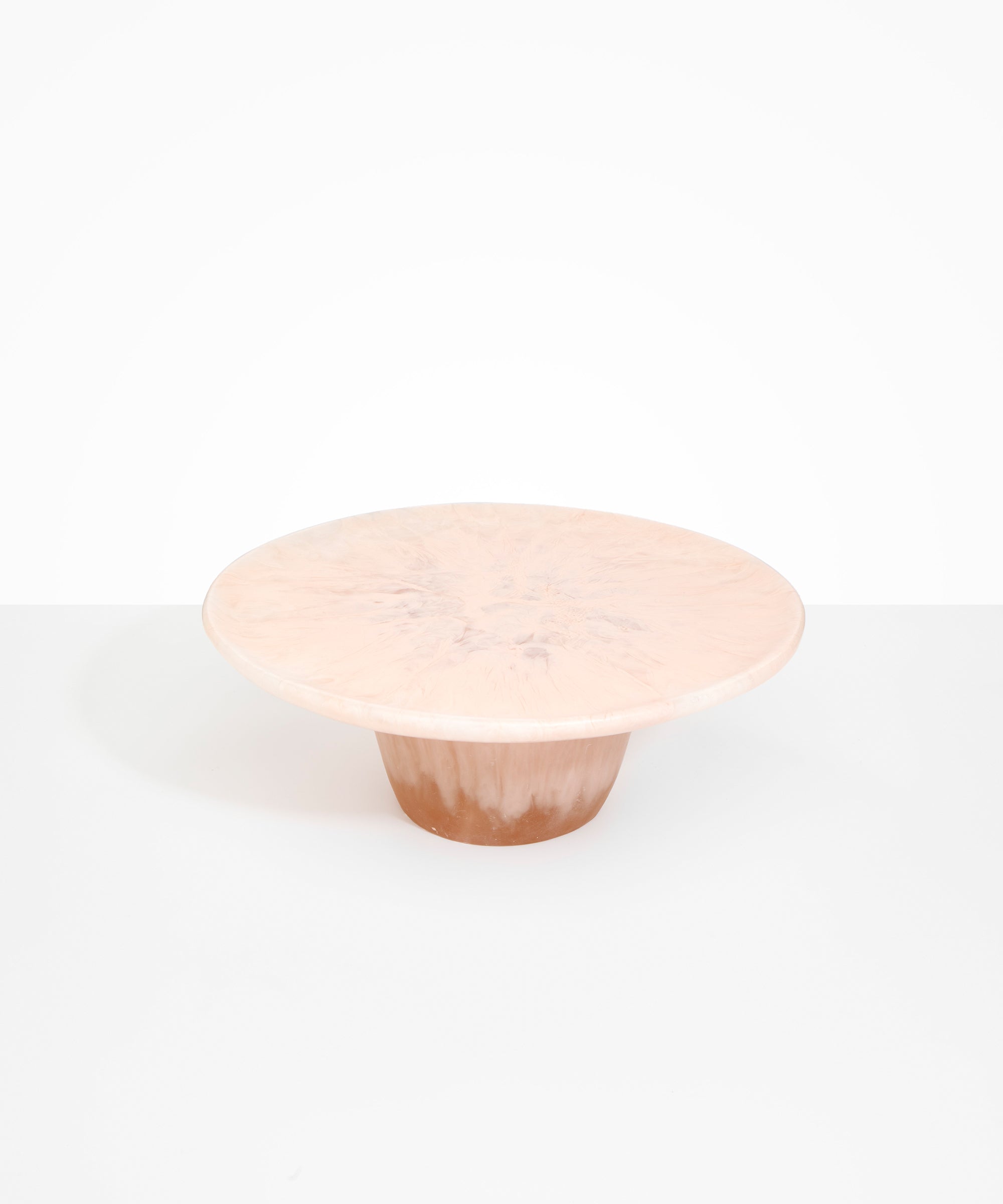 Dinosaur Designs Temple cake stand and plate in rose swirl pink color resin