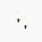 Dinosaur Designs Joie De Vivre Hoop Earrings Earrings in Black Marble color resin with Gold-Filled Material