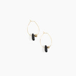 Dinosaur Designs Joie De Vivre Hoop Earrings Earrings in Black Marble Colour resin with Gold-Filled Material