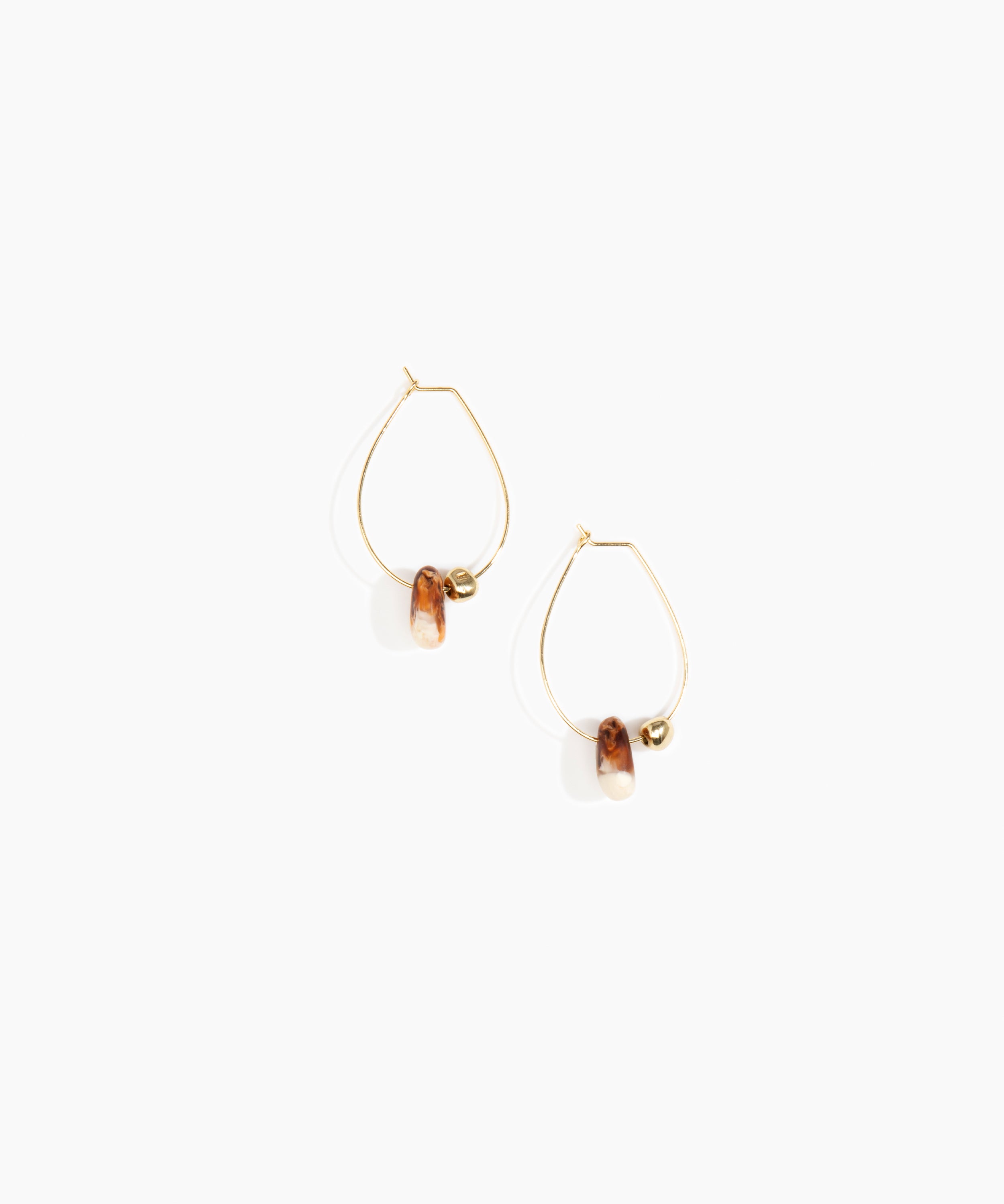 Dinosaur Designs Joie De Vivre Hoop Earrings Earrings in Light Horn color resin with Gold-Filled Material