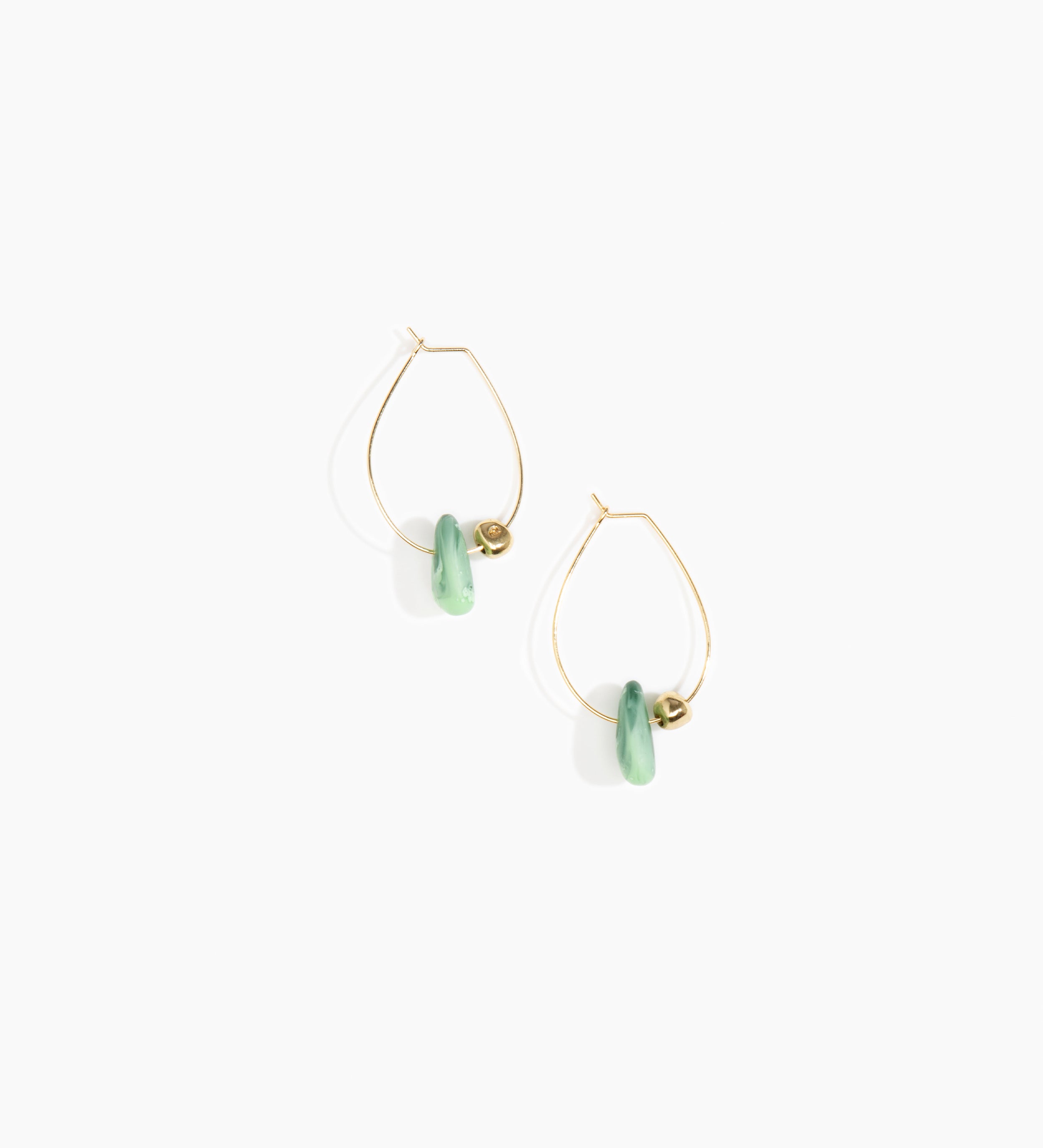 Dinosaur Designs Joie De Vivre Hoop Earrings Earrings in Moss color resin with Gold-Filled Material