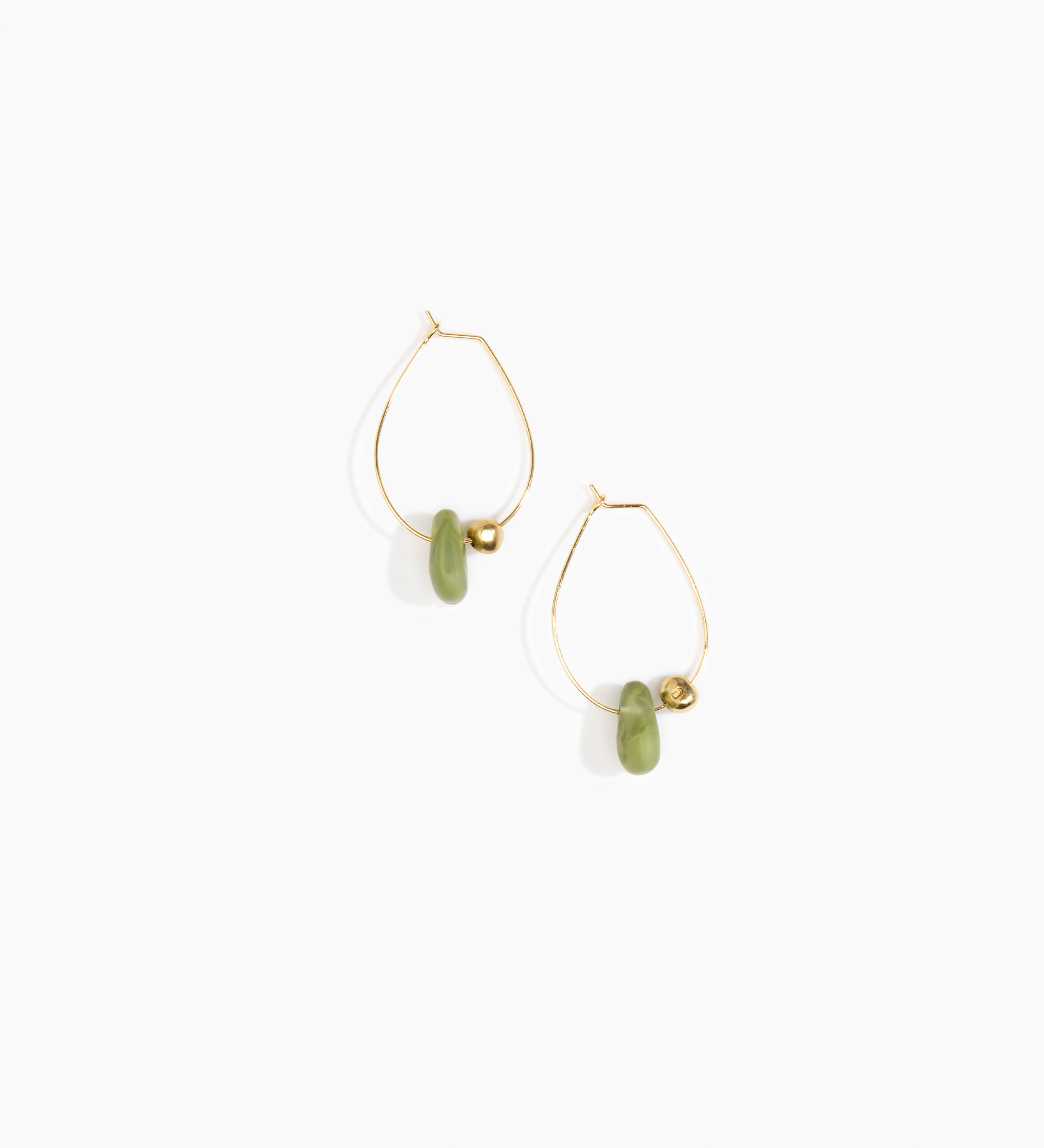 Dinosaur Designs Joie De Vivre Hoop Earrings Earrings in Olive color resin with Gold-Filled Material